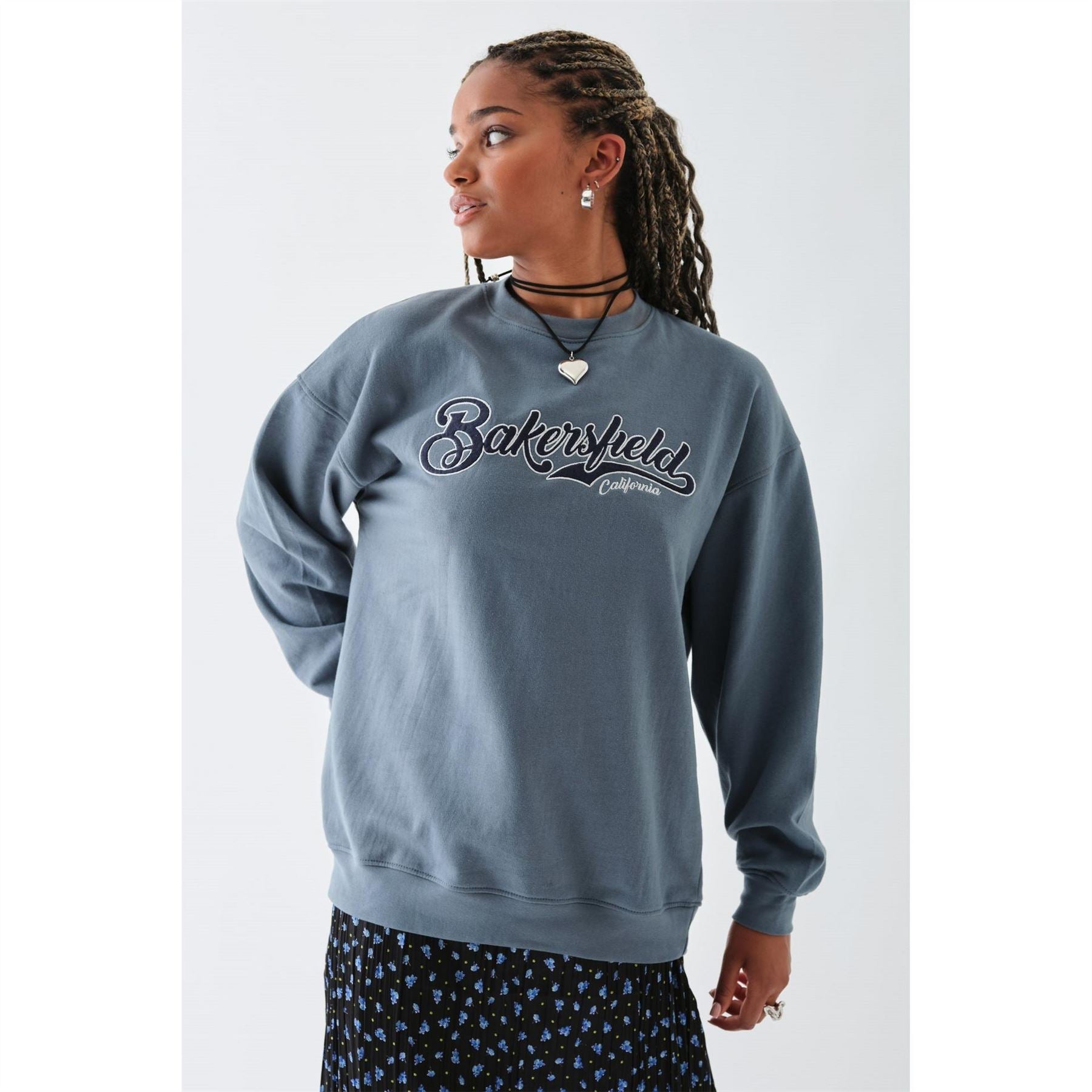 Daisy Street Crew Neck Relaxed Fit Long Sleeve Sweatshirt