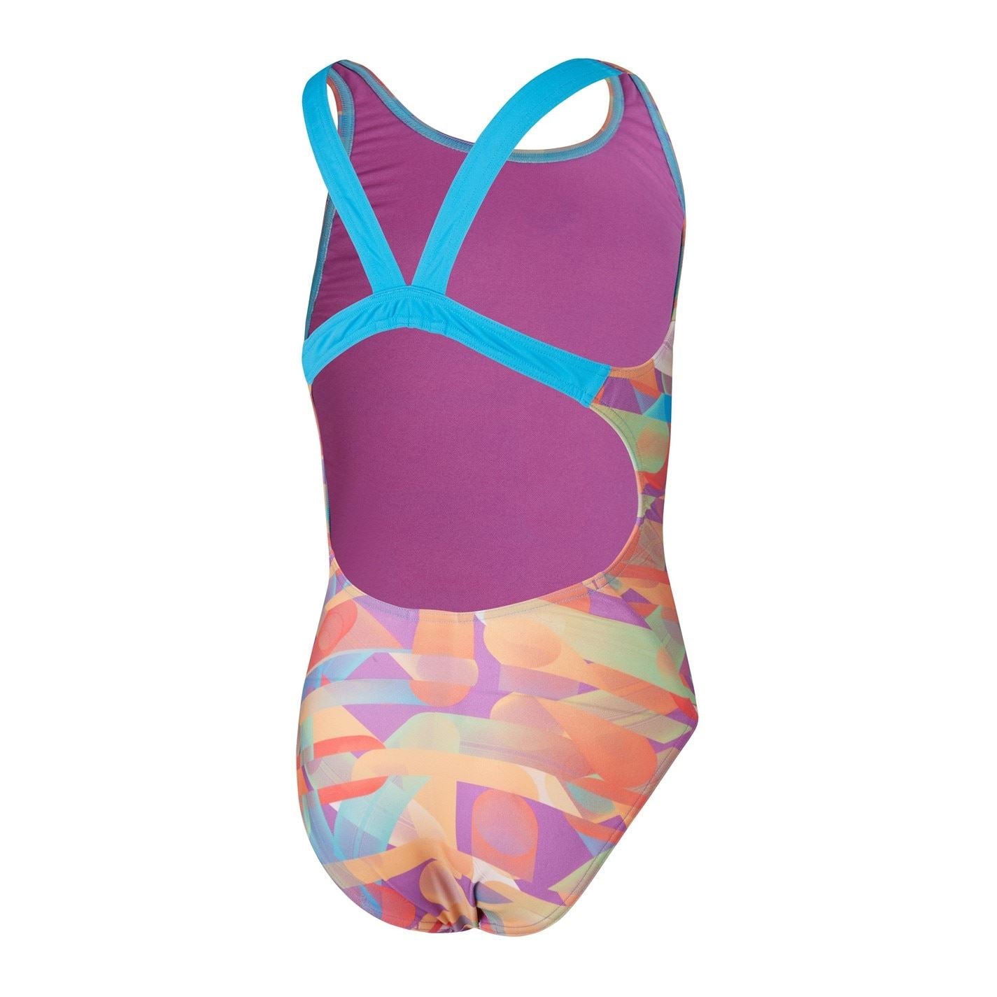 Speedo Geometric Patterned Leader Back One Piece Swimsuit