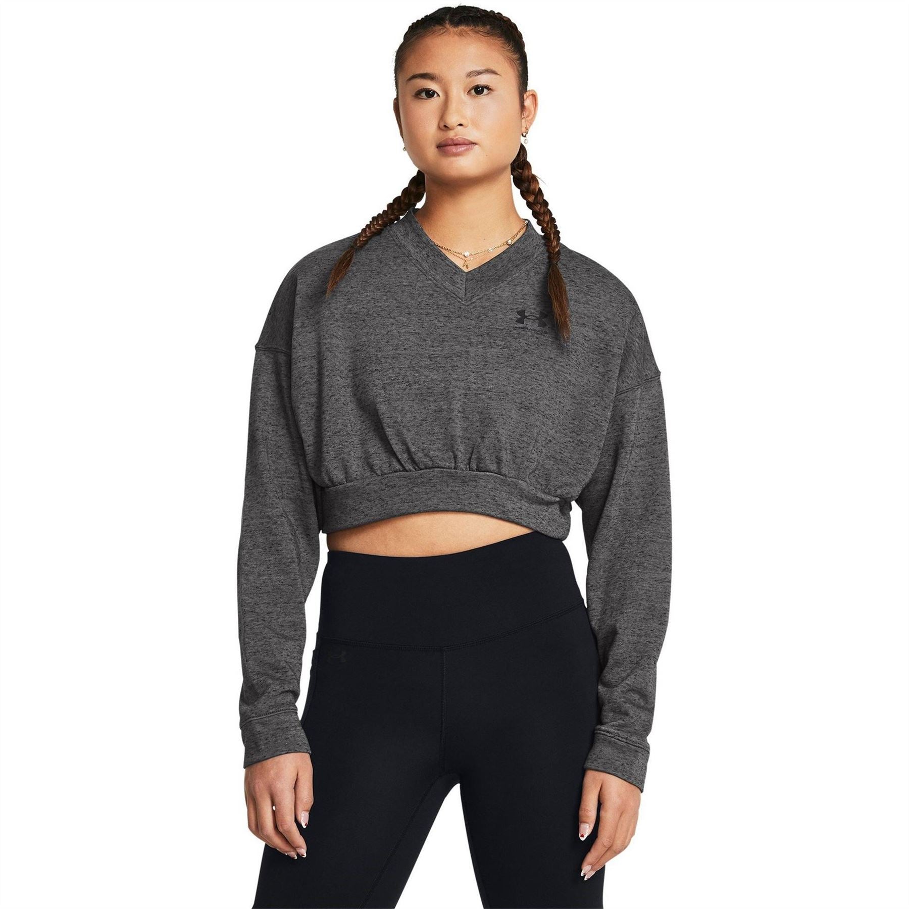 Under Armour Rival Cropped Terry Logo Print Sweatshirt