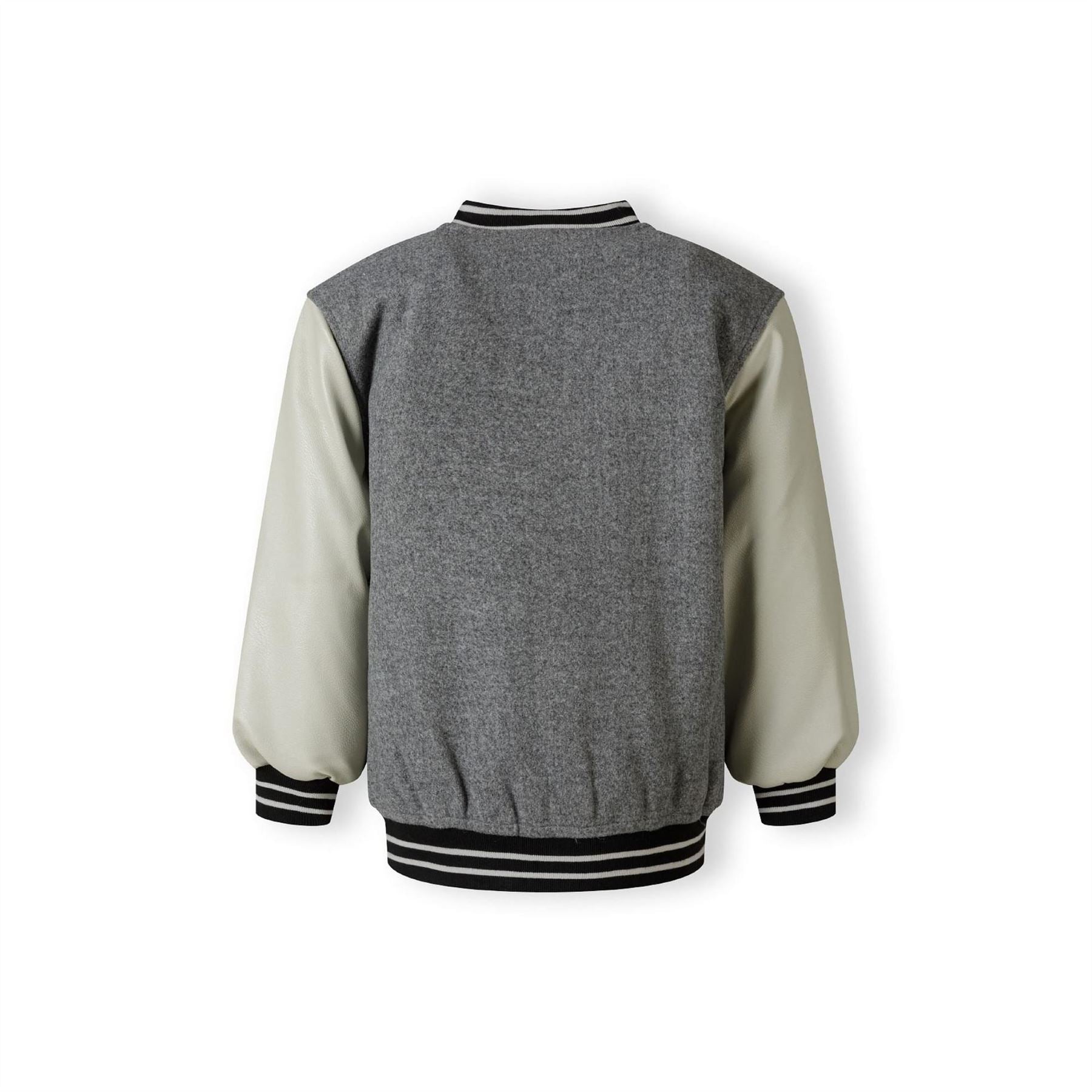 Minoti Boys Varsity Jacket With Snap Buttons And Pu Sleeves Grey