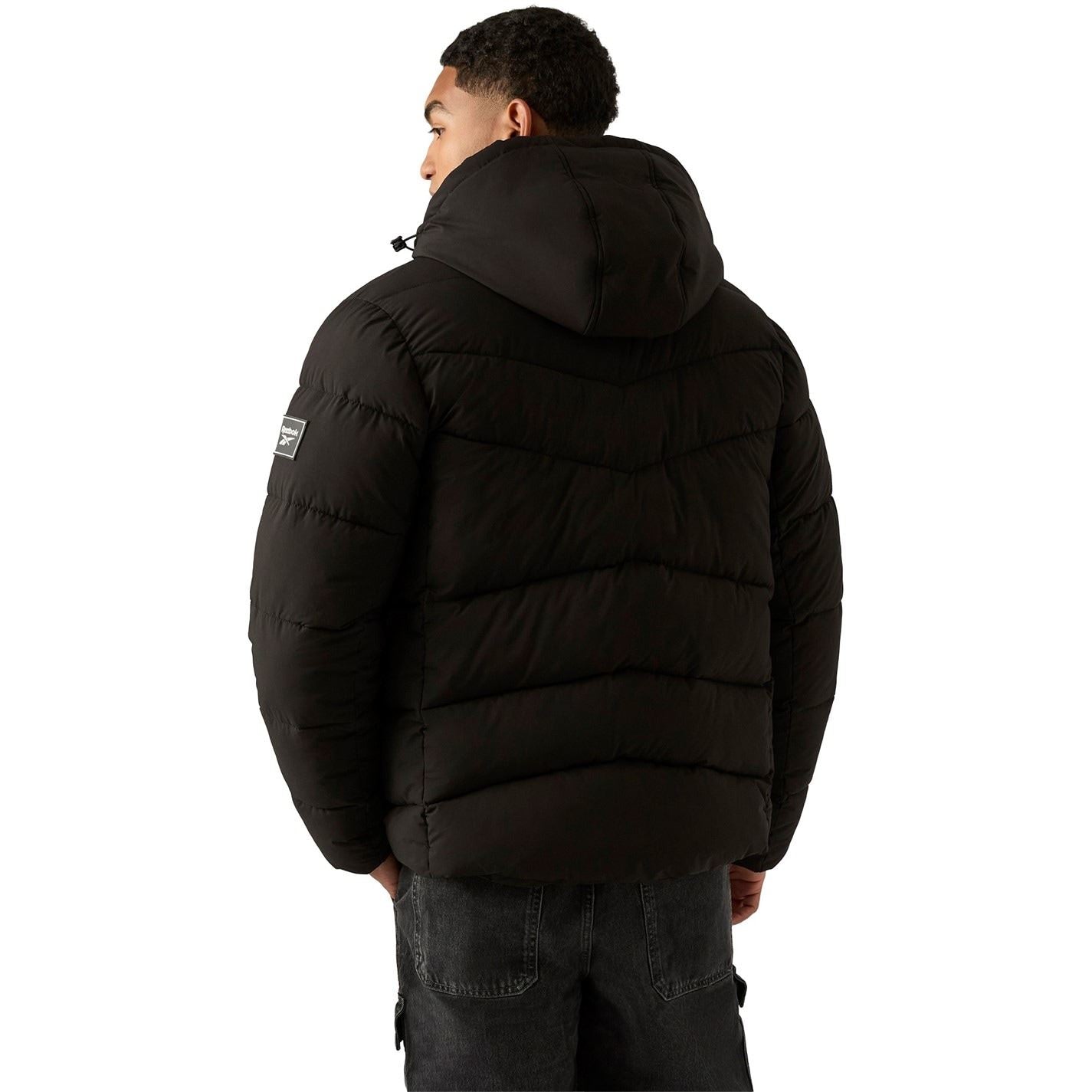 Reebok Solid Patterned Hooded Puffer Jacket