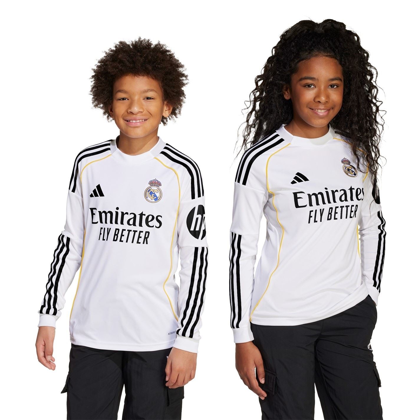 adidas Real Madrid Home Long Sleeve Shirt 2025 2026 Juniors