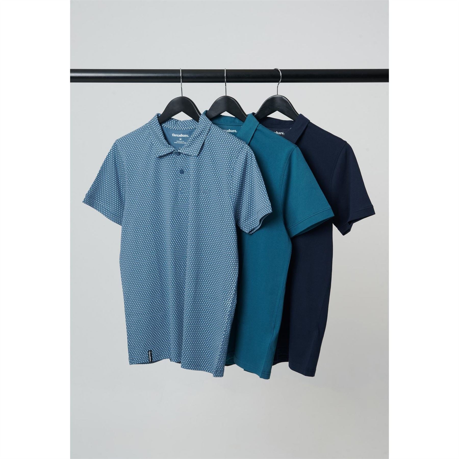 Threadbare 3 Pack Regular Fit Short Sleeve Polo Shirt