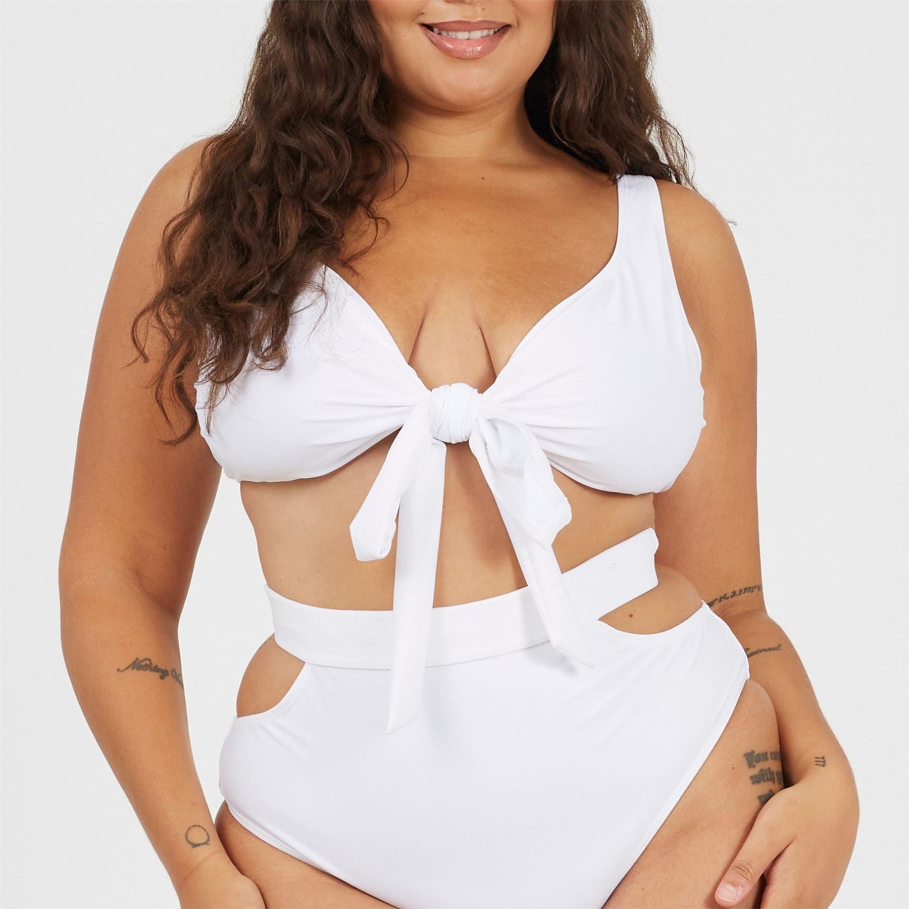 Brave Soul Size Plunge Bikini Top With Wrap Around Straps