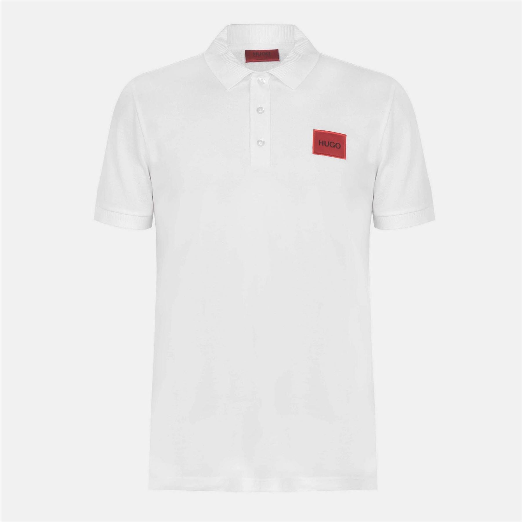 Hugo HUGO Deruso Short Sleeve Polo Shirt with Logo Detail and Ribbed Collar   Premium Cotton