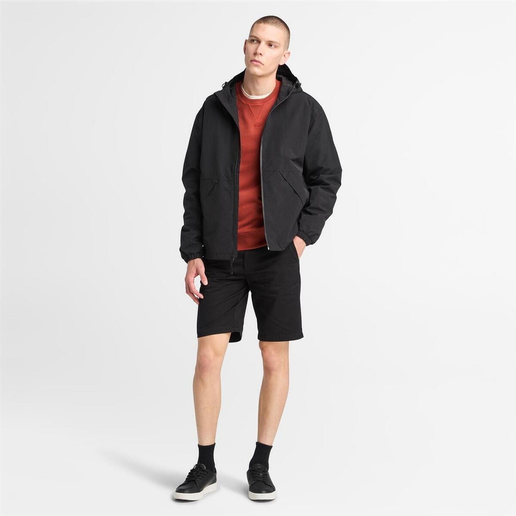 Timberland Winnick Solid Patterned Hooded Drawstring Shell Jacket