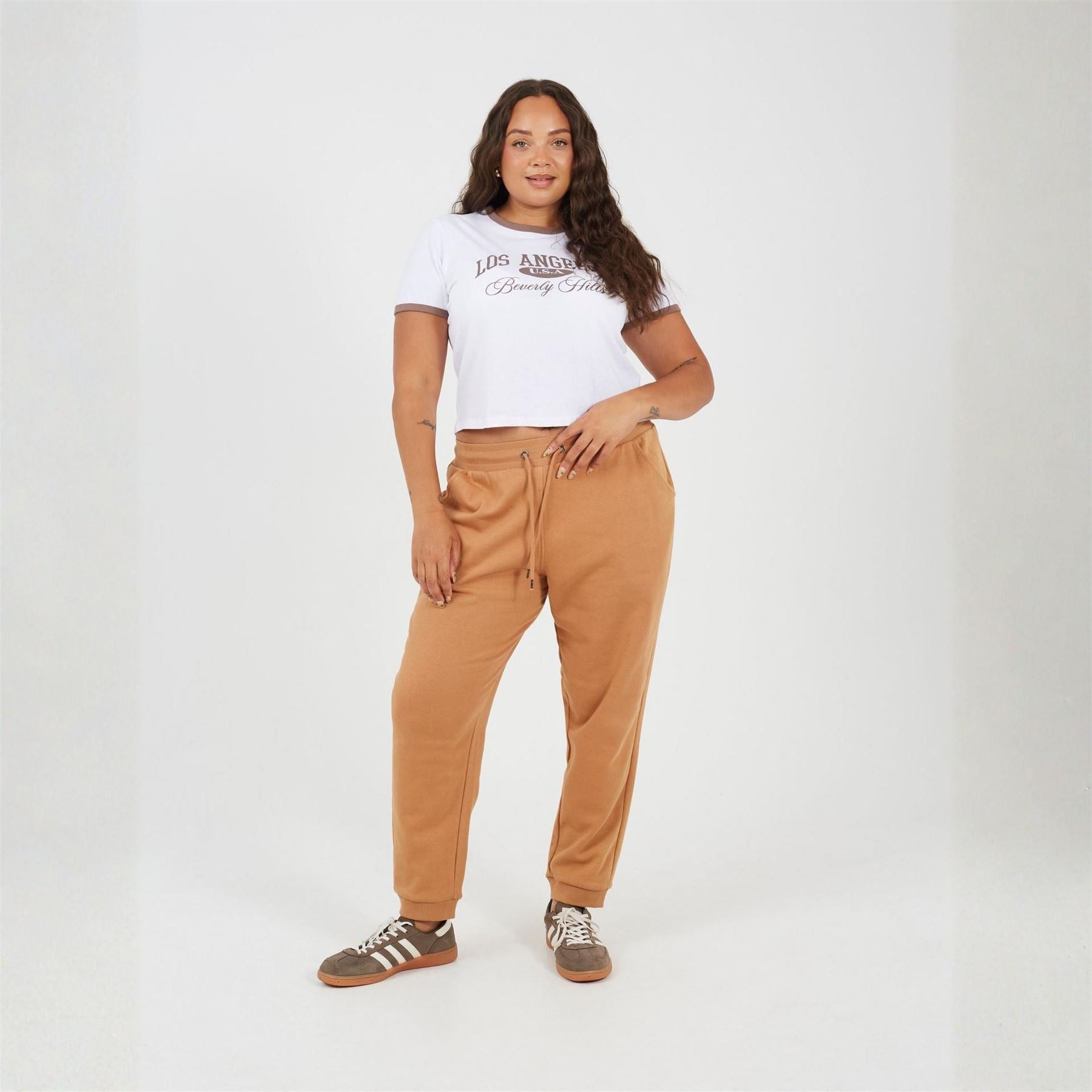 Brave Soul Womens Plus Size Solid Colour Jogging Bottoms