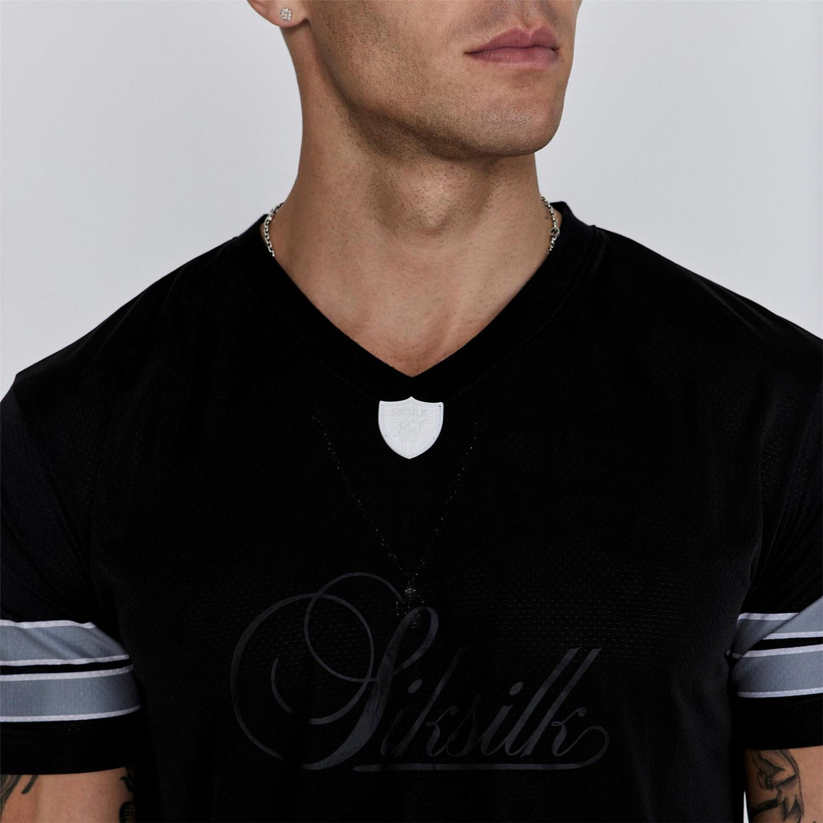 SikSilk Slim Fit V-Neck Short Sleeve T-Shirt