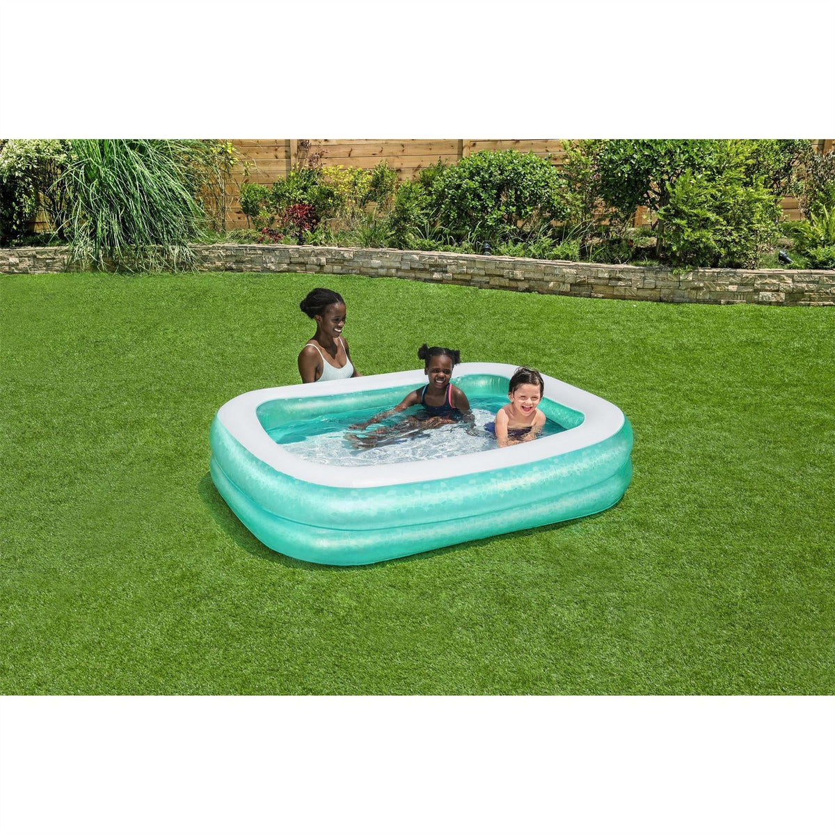 Bestway 6 Ft 7 In X 57.5 In X 19 In Teal Rectangular Inflatable Family Pool