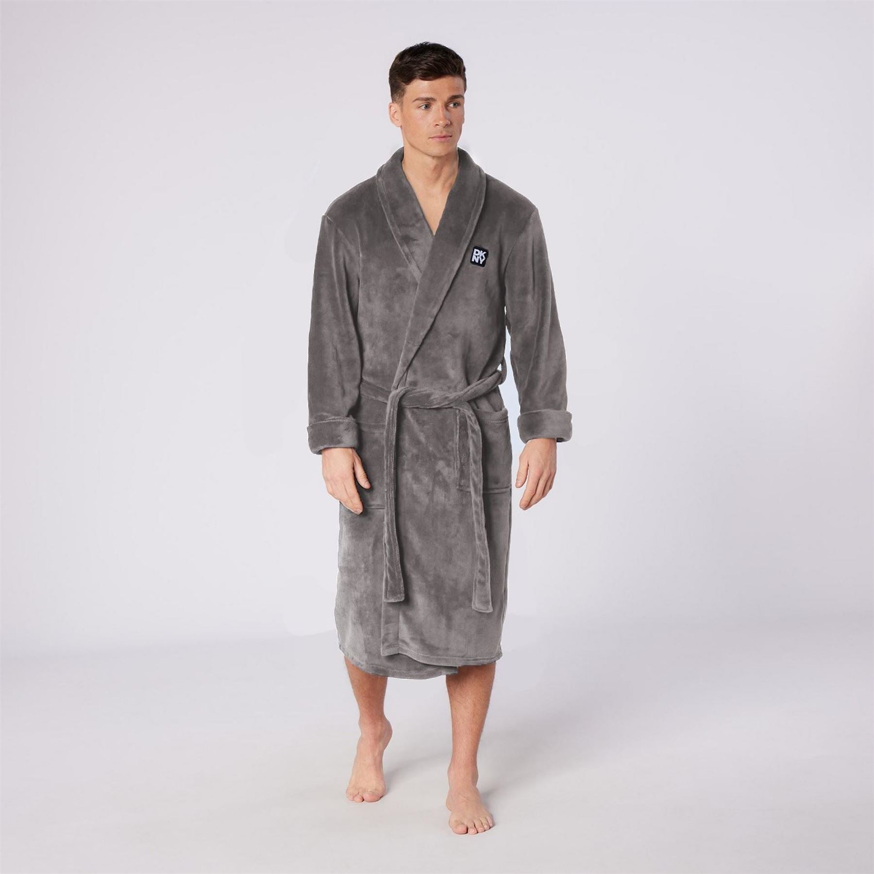 DKNY Mens Fleece Robe Trash Pandas