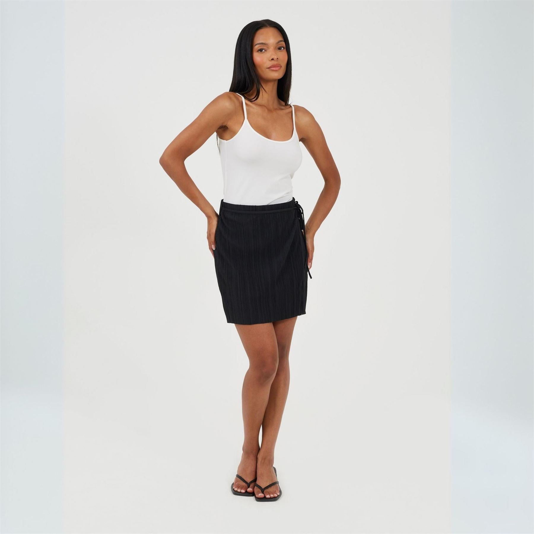Brave Soul Womens Side Tie Plisse Mini Skirt
