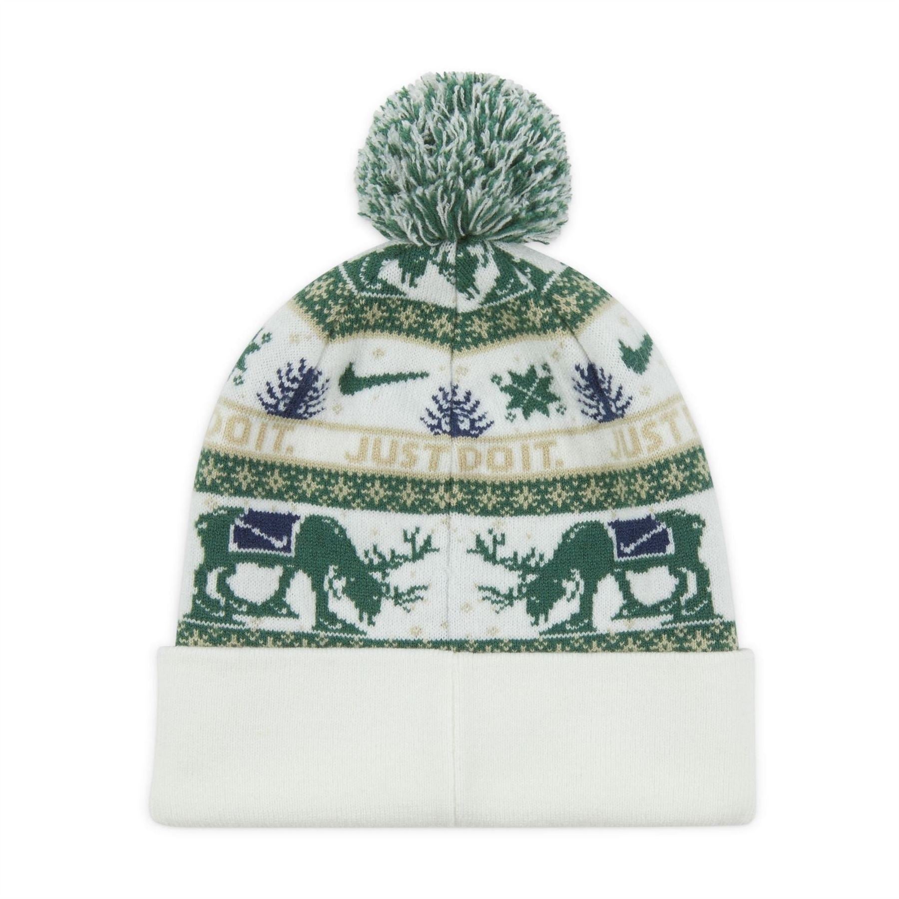 Nike Peak Reindeer Turn Up Brim Pom Pom Bobble Hat