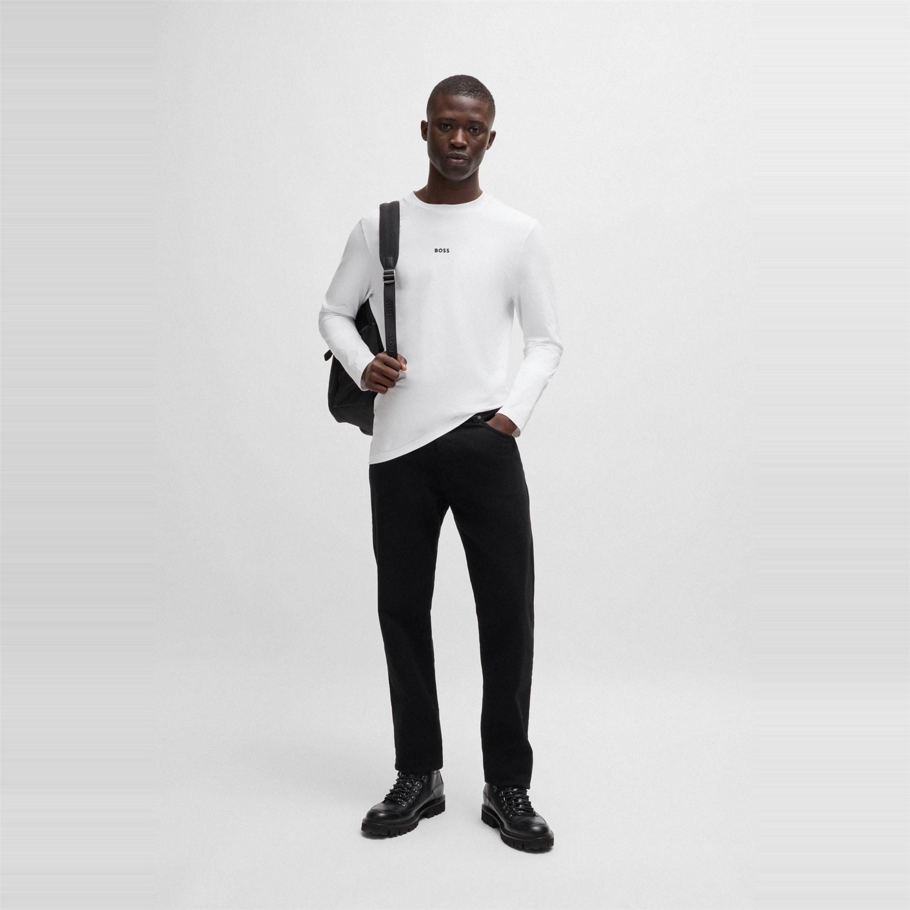 Boss Tchark  Orange Cotton Long Sleeve T-Shirt