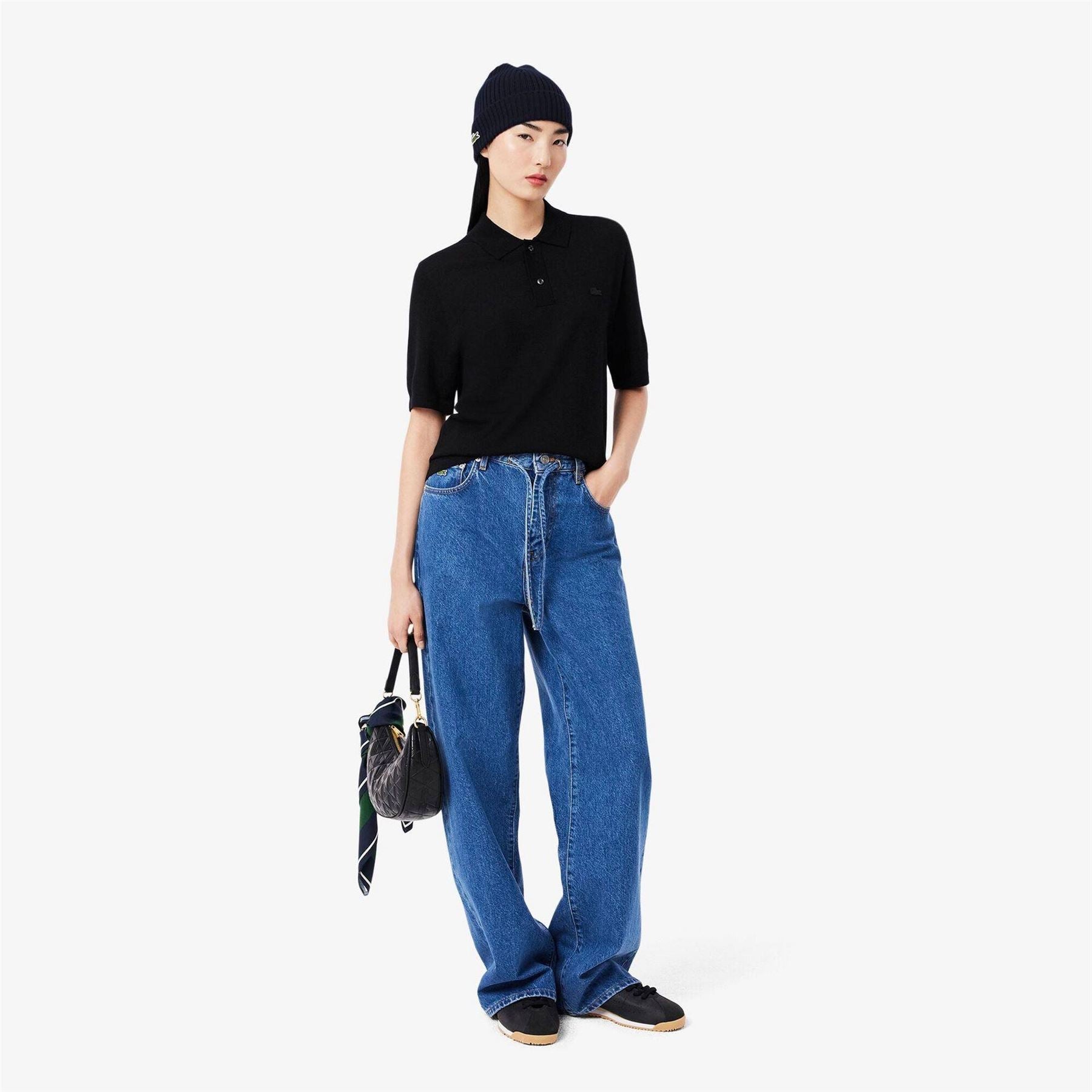 Lacoste Adjustable Cuff Turn Up Brim Beanie