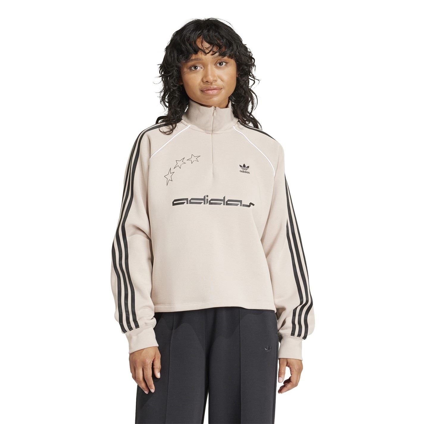adidas Originals Half-Zip Relaxed Fit Raglan Sleeve Sweatshirt