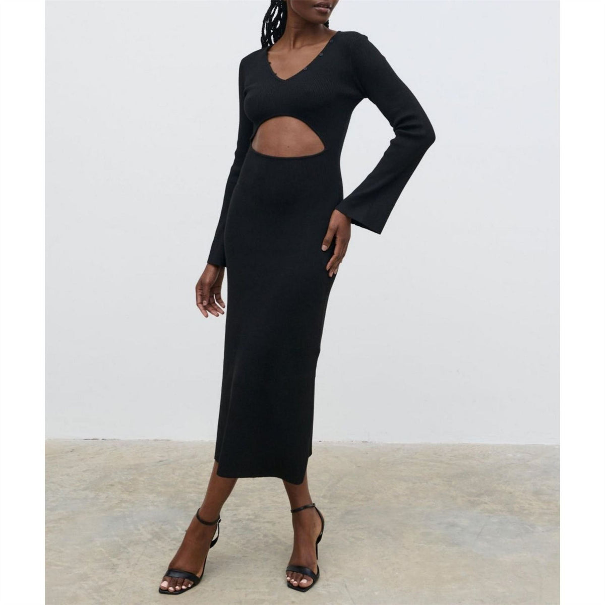 Pretty Lavish Zahra Cut Out Button Maxi Jumper Dress