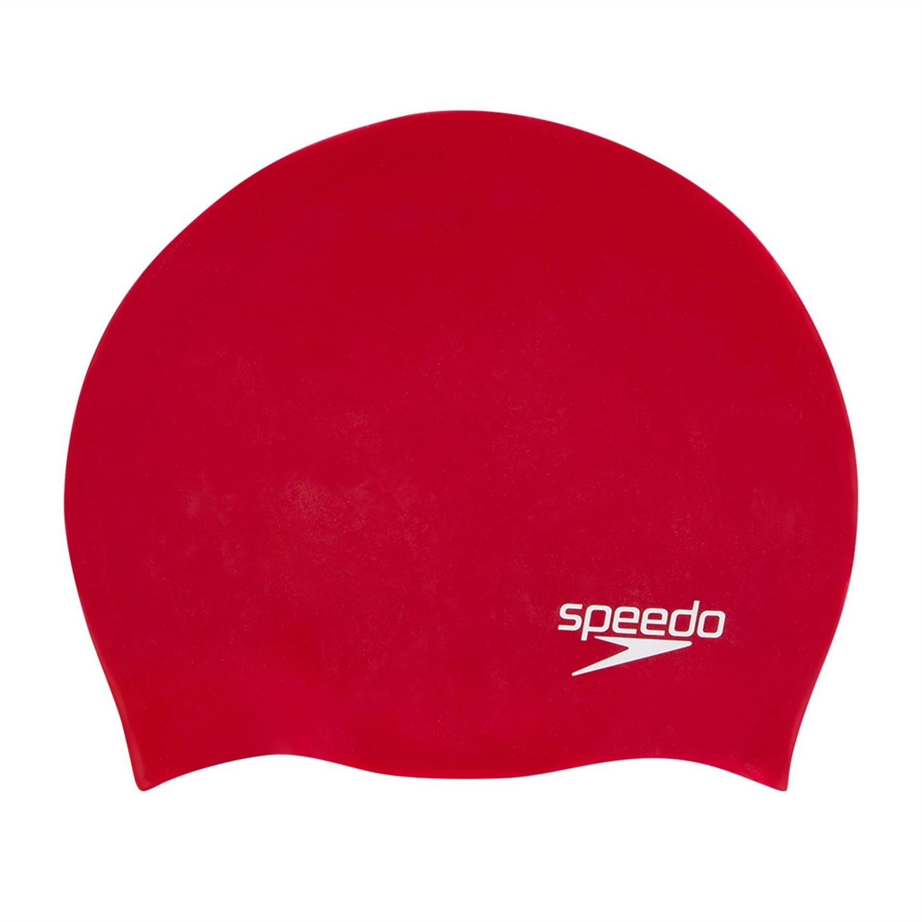 Speedo Plain Moulded Silicone Cap Red Junior