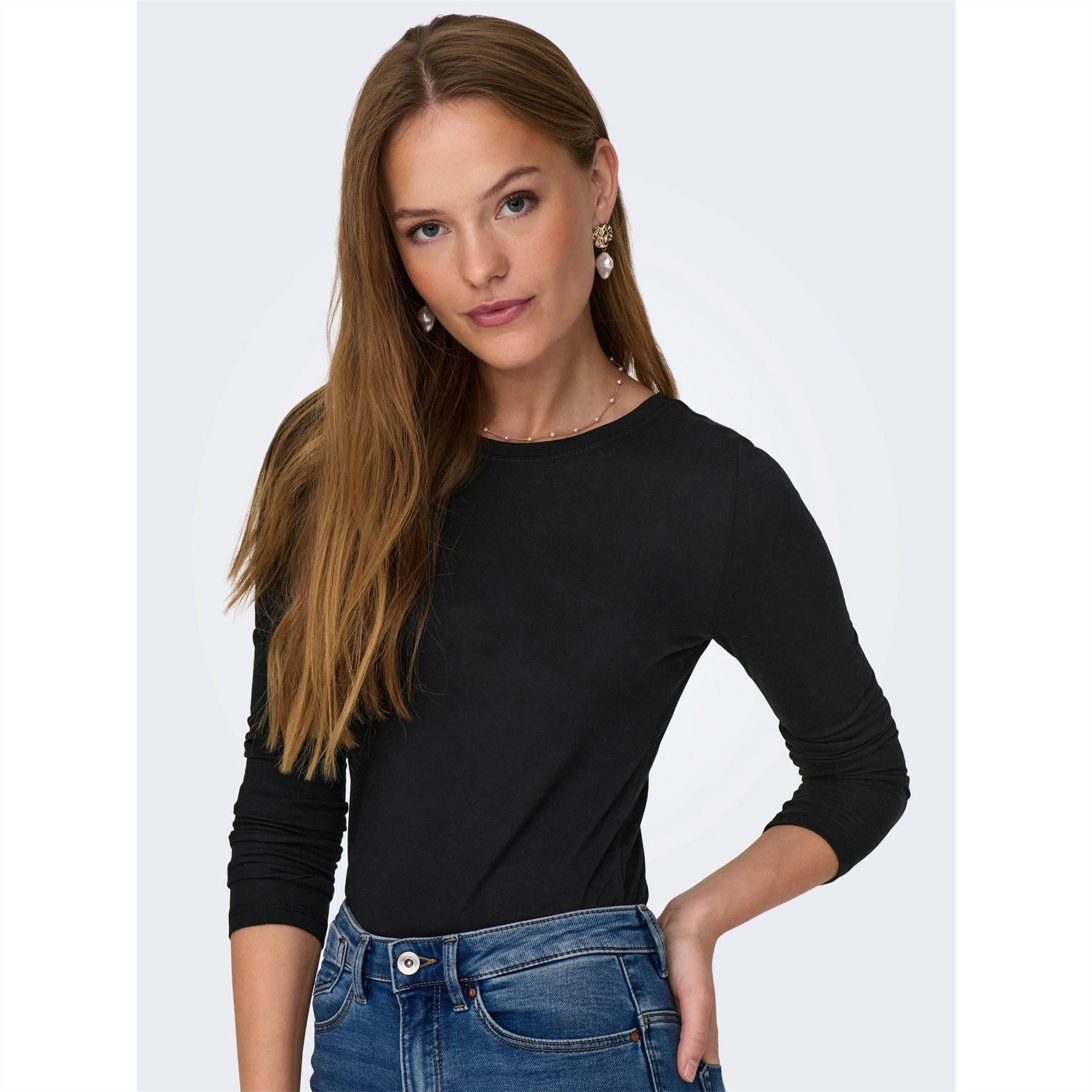 Only Slim Fit Crew Neck Long Sleeve Jersey T-Shirt