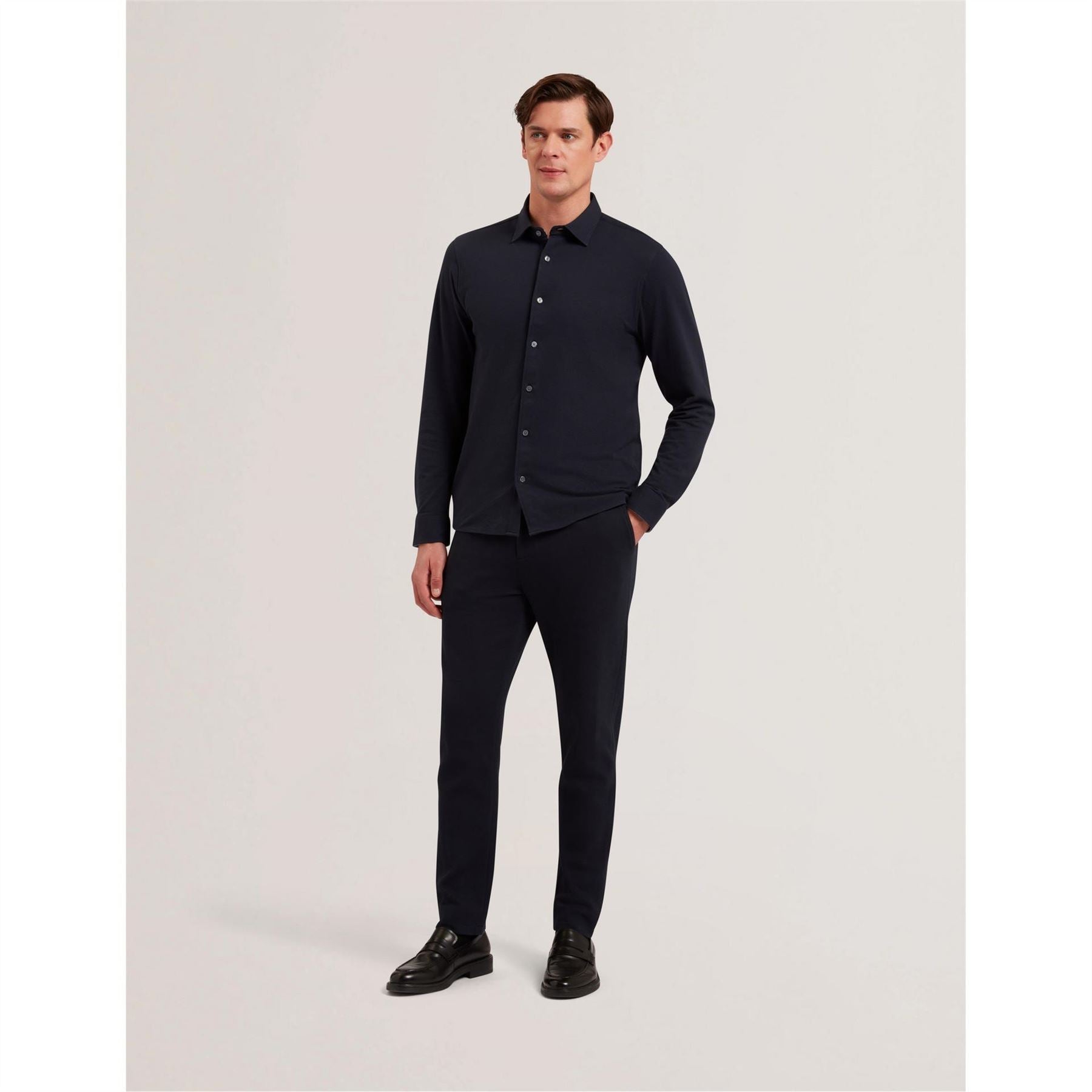 Ted Baker Luckey Pique Long Sleeve Plain Shirt