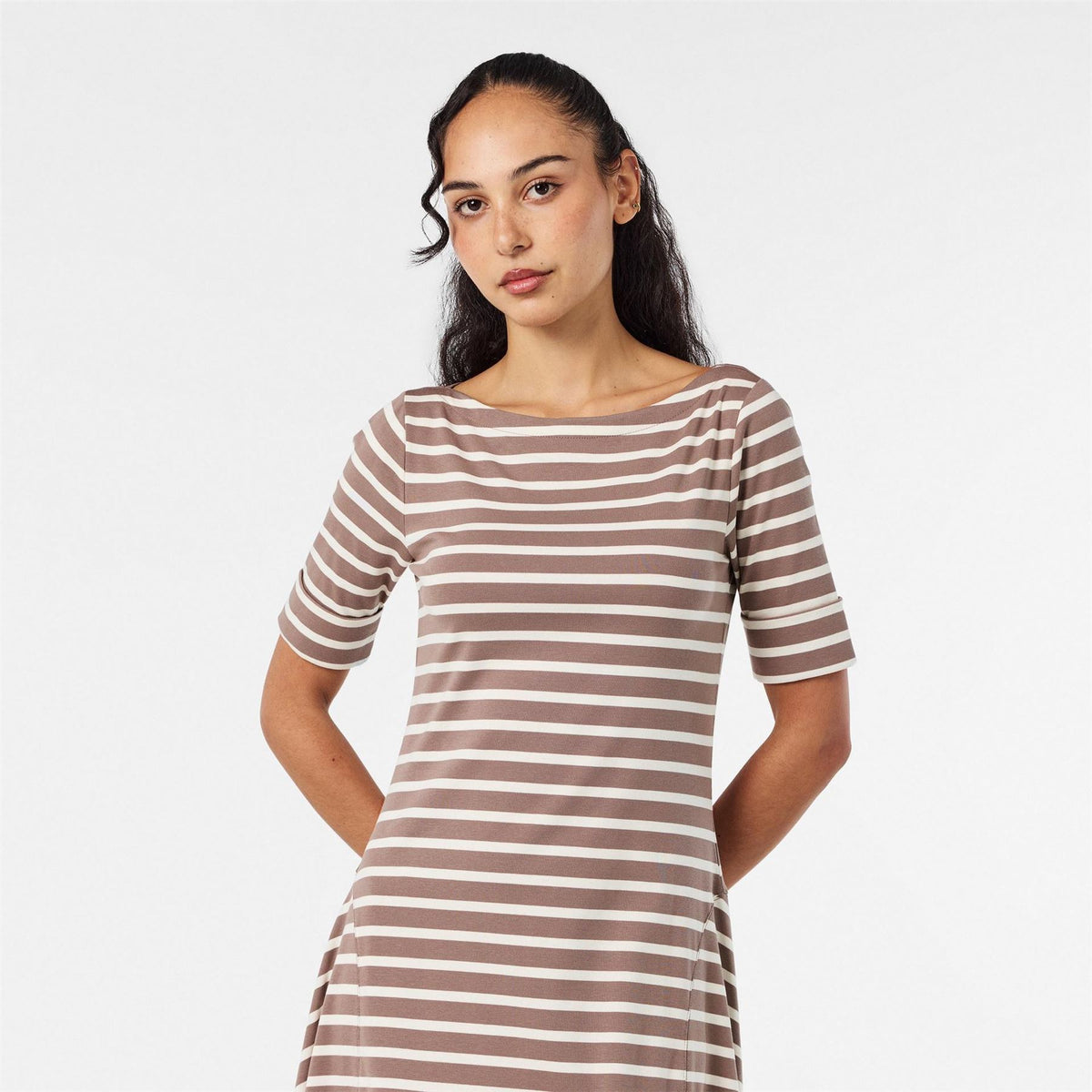 Lauren by Ralph Lauren Munzie Boat Neck Short Sleeve Dress