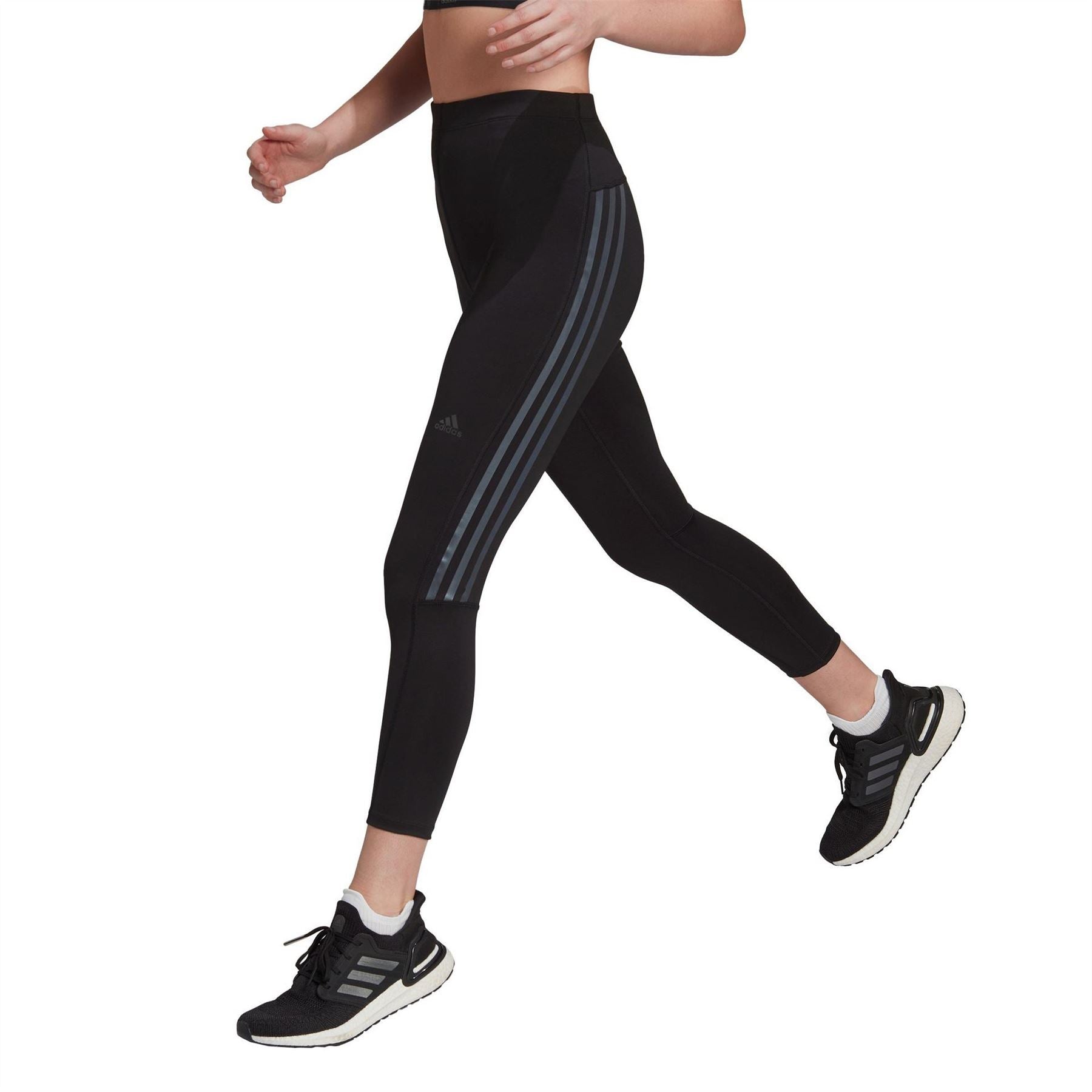 adidas Womens Icons 3 Stripe 7 8 Running Tights