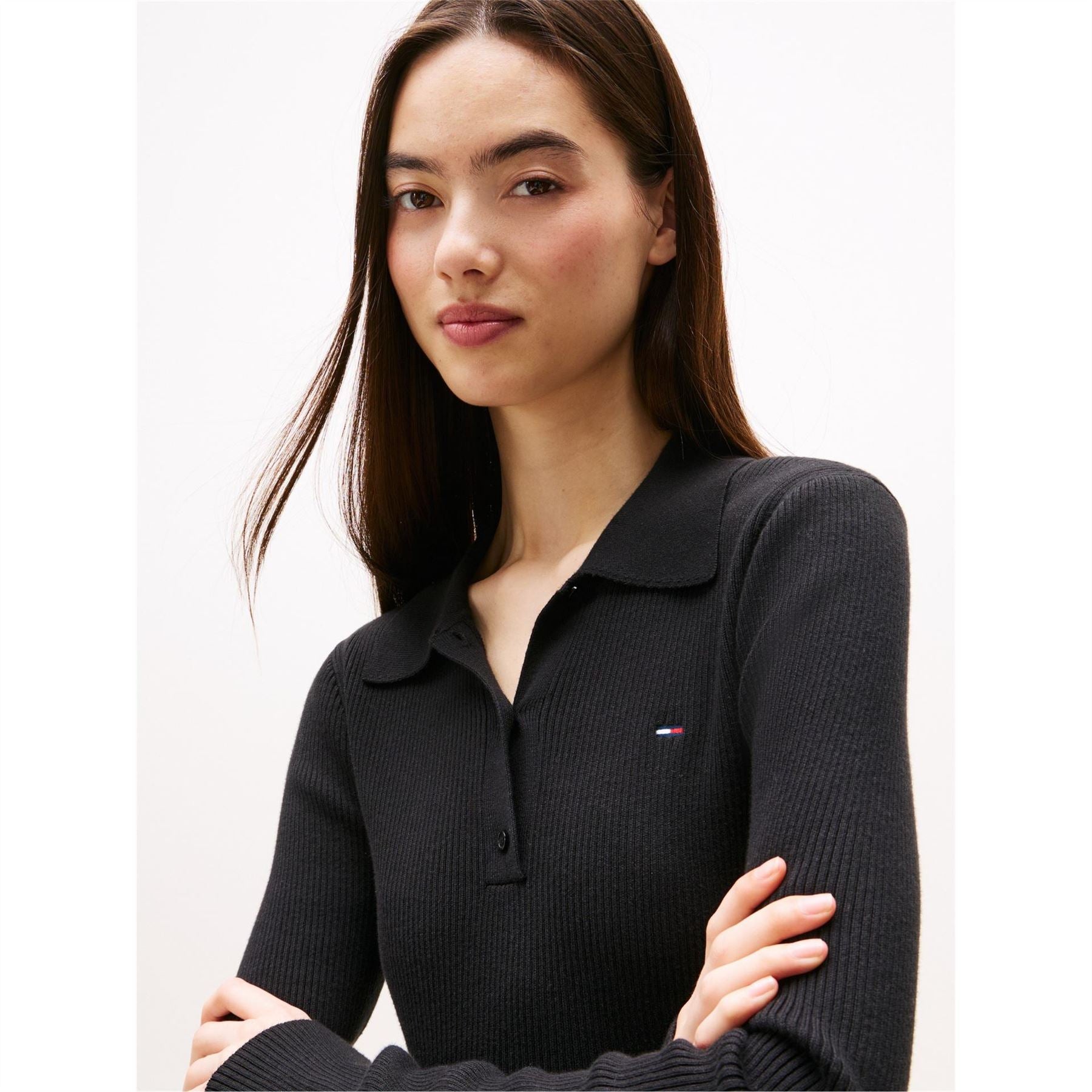 Tommy Jeans Collared Neck Long Sleeve Button Placket Sweater