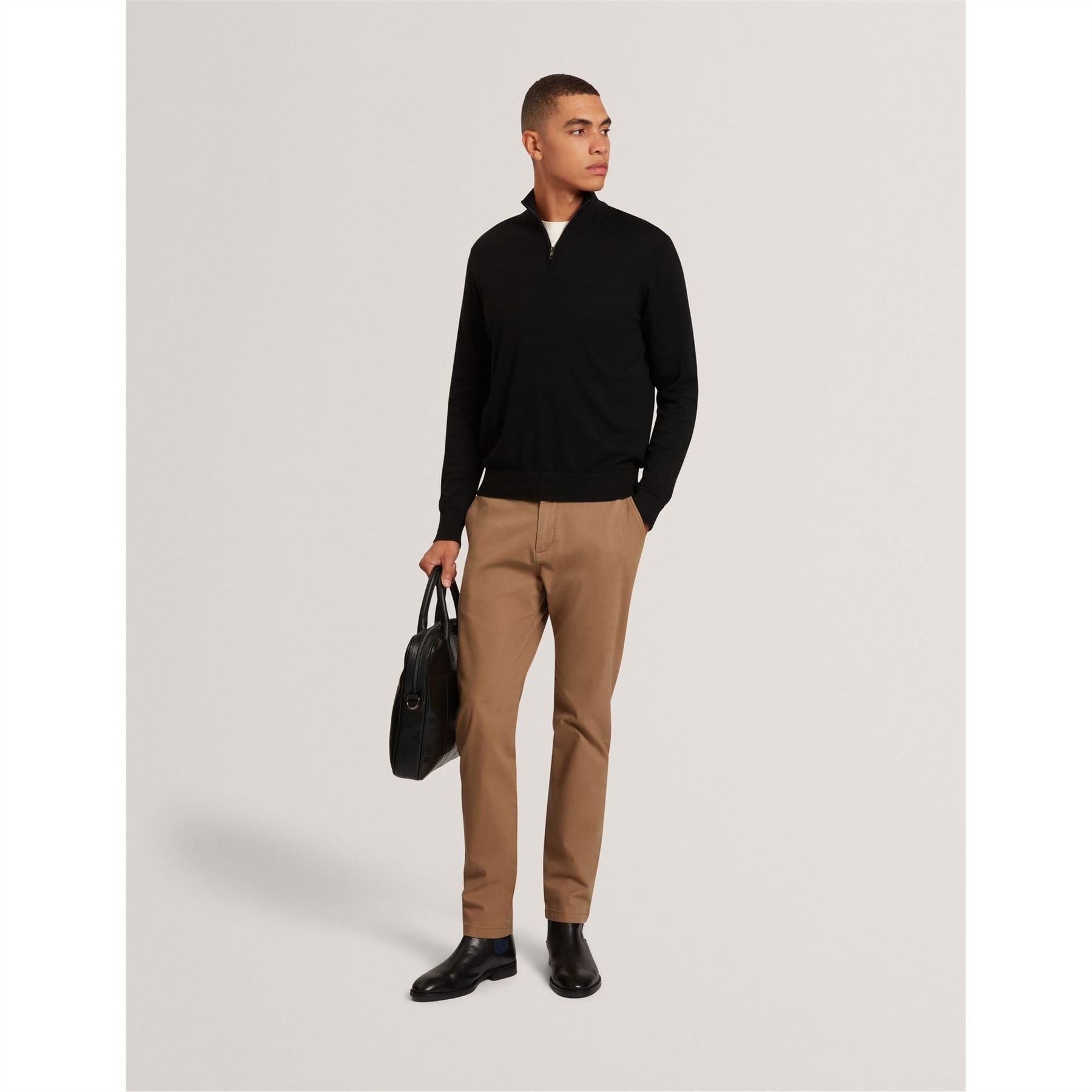 Ted Baker Merino Zip Neck Long Sleeve Raglan Sweater