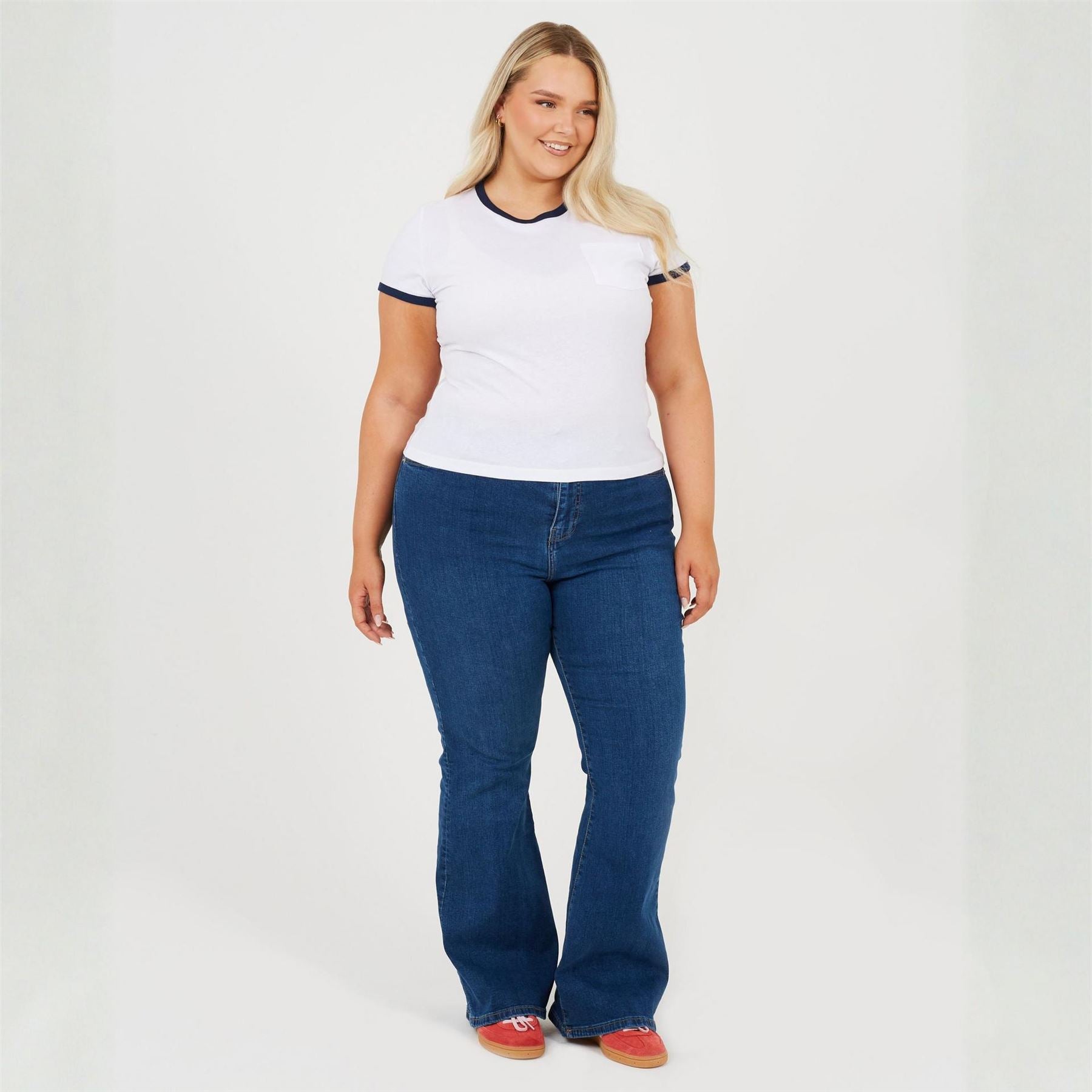 Brave Soul Plus Size Short Sleeve T Shit With Contrast Neck And Sleeve Rib And Pocket