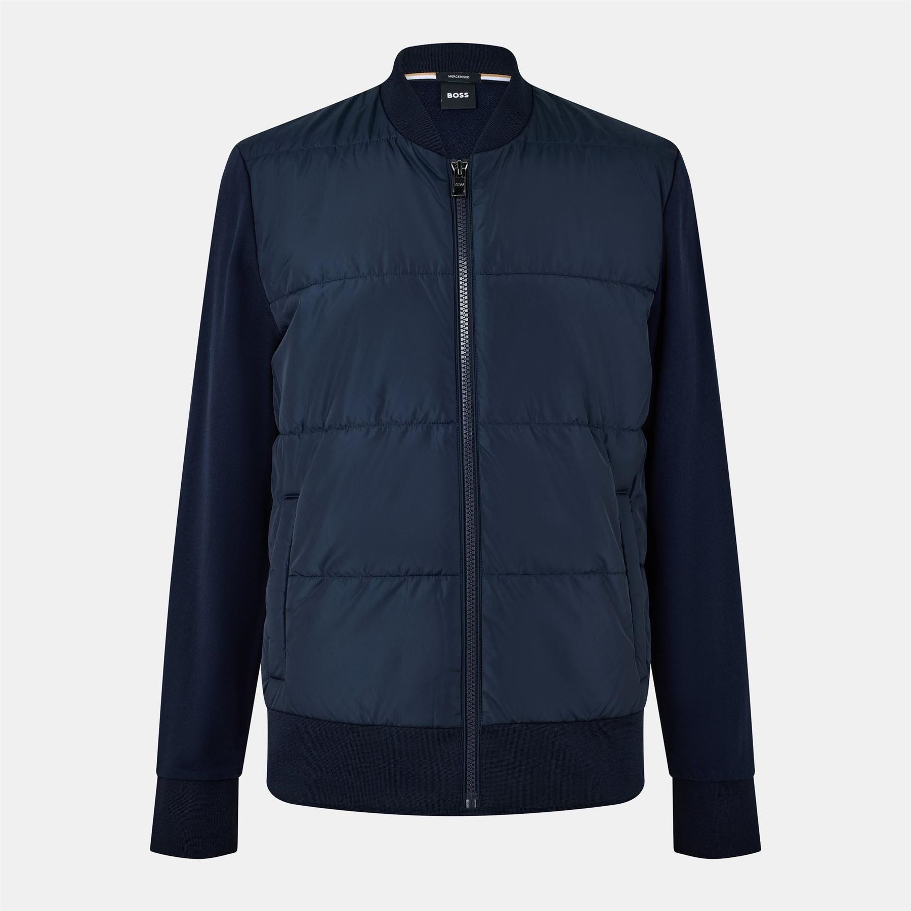 Boss Skiles Solid Patterned Hybrid Jacket with Ribbed Cuff