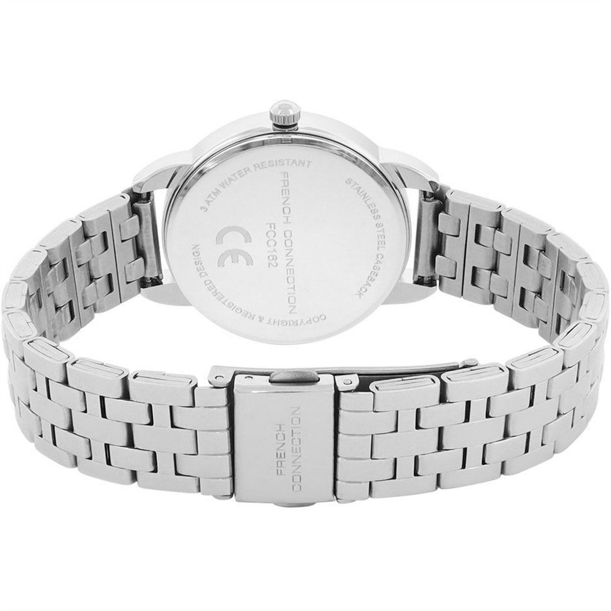 French Connection Connection Silver Case Round Shape Silver Strap Quartz Watch