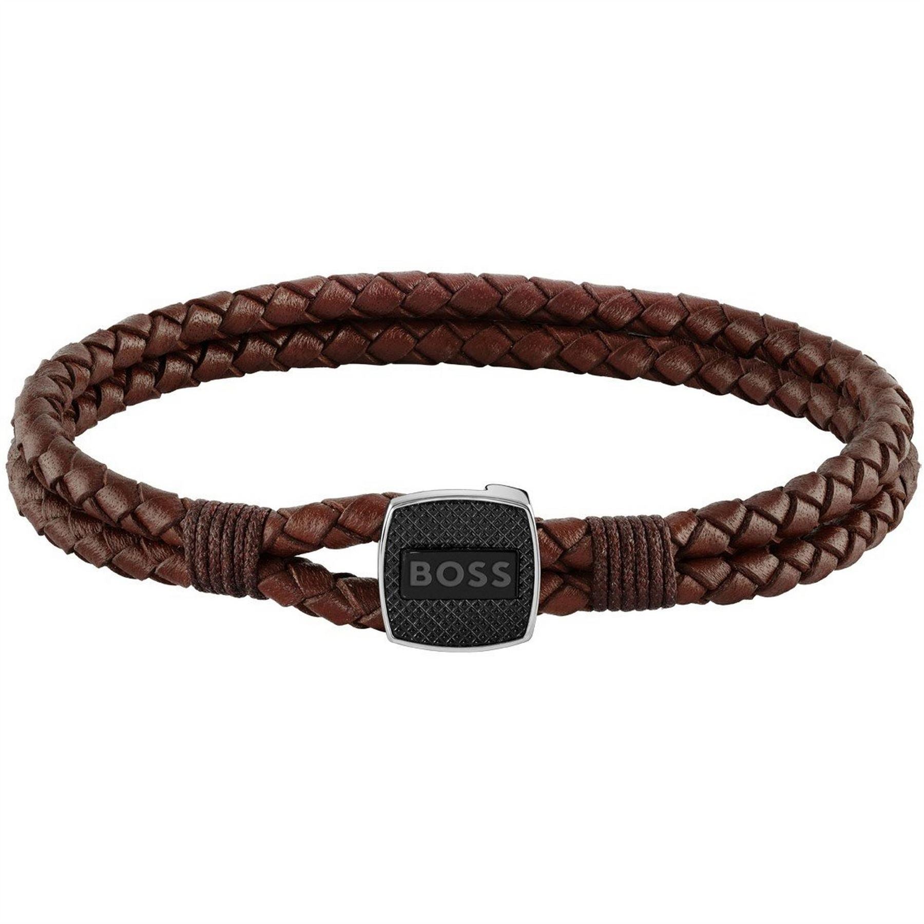 Boss Seal Braided Leather Bracelet