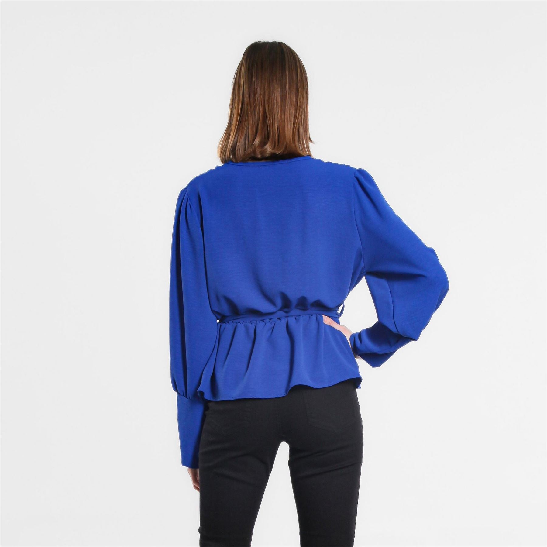 Be You Peplum Wrap V Neck Relaxed Fit Blouse