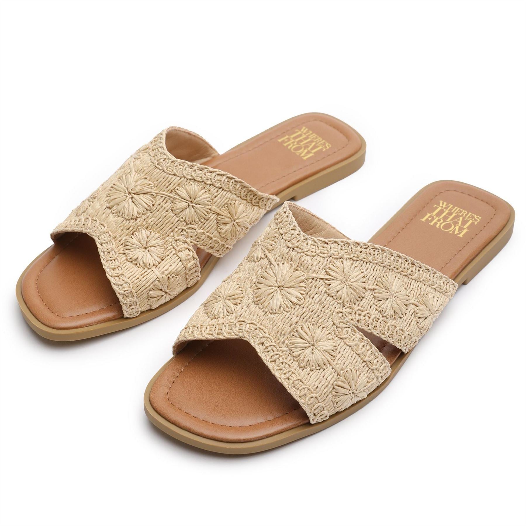 Wheres That From Textured Open Toe Flat Slides