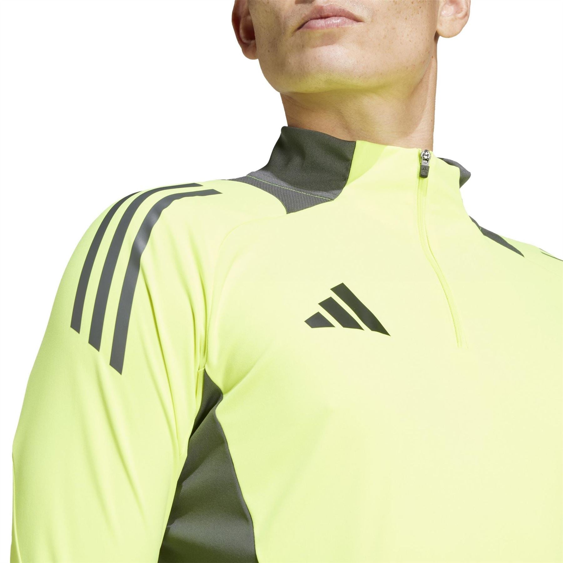adidas Tiro24 Zip Neck Band Collar Long Sleeve Athletic Top