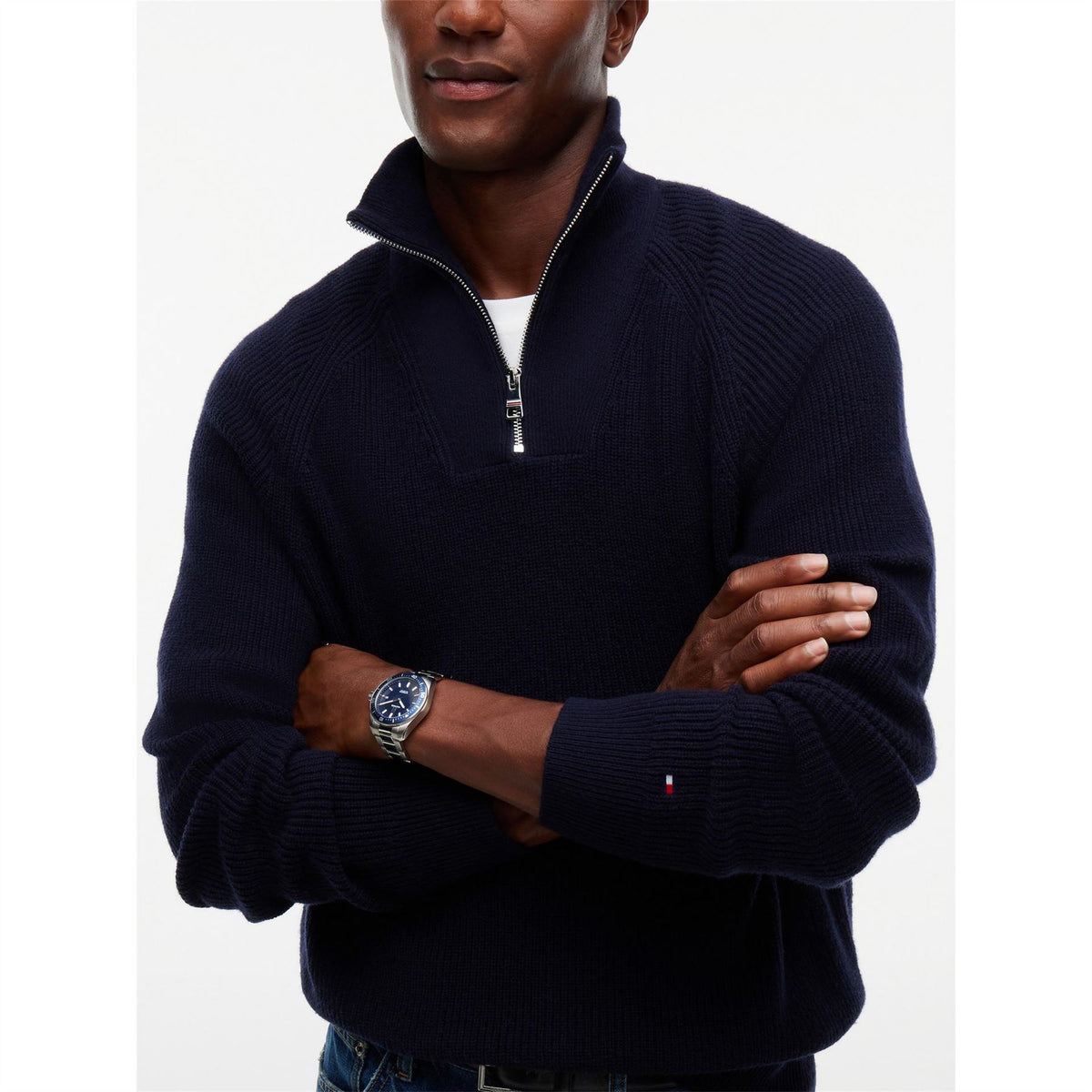 Tommy Hilfiger Wool Fisherman Rib 1 4 Zip Knitted Top
