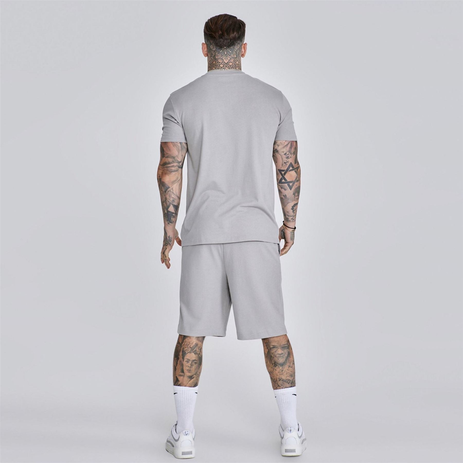 SikSilk Lettering Crew Neck Short Sleeve T-Shirt and Short Set