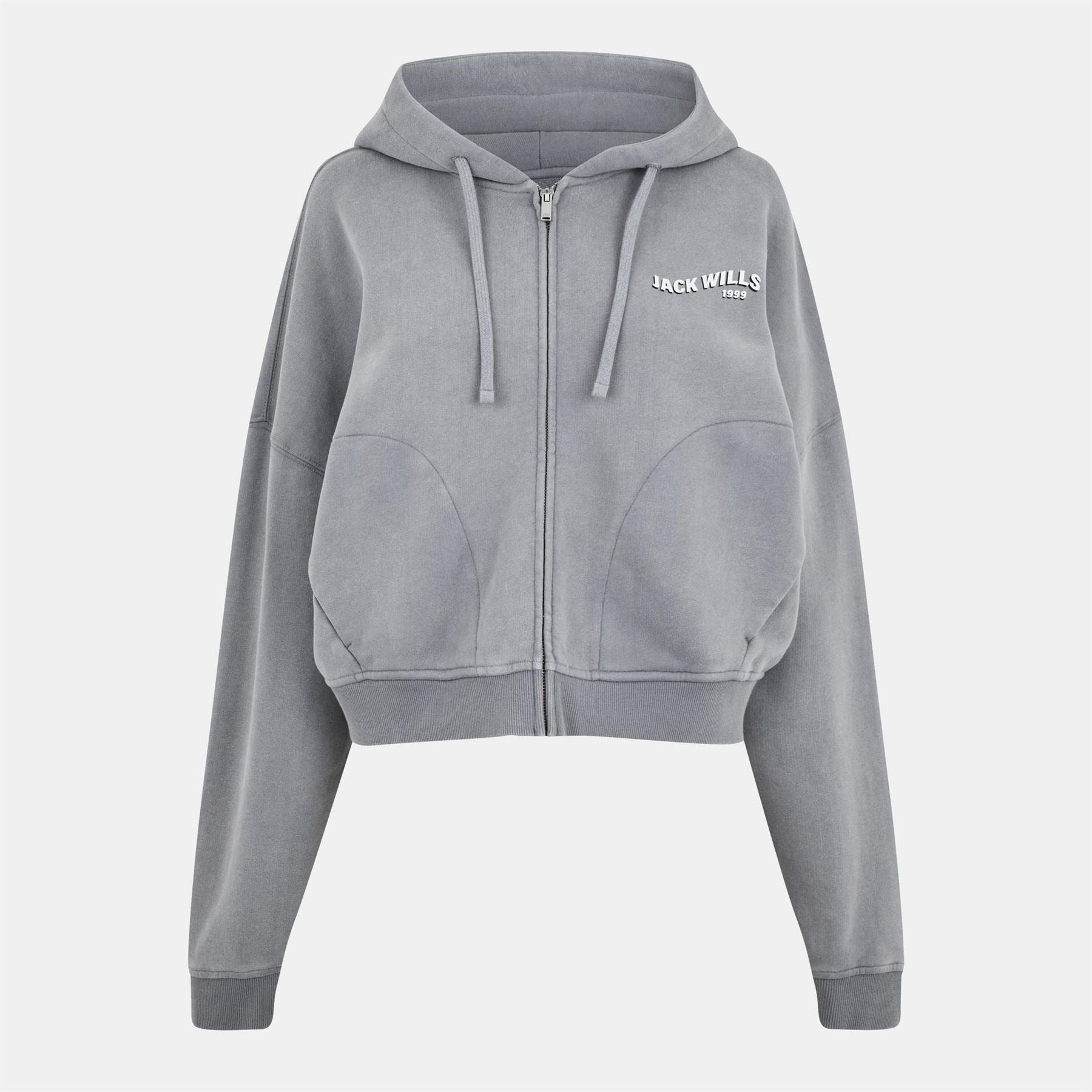 Jack Wills Washed Hooded Ribbed Cuff Sweat Jacket