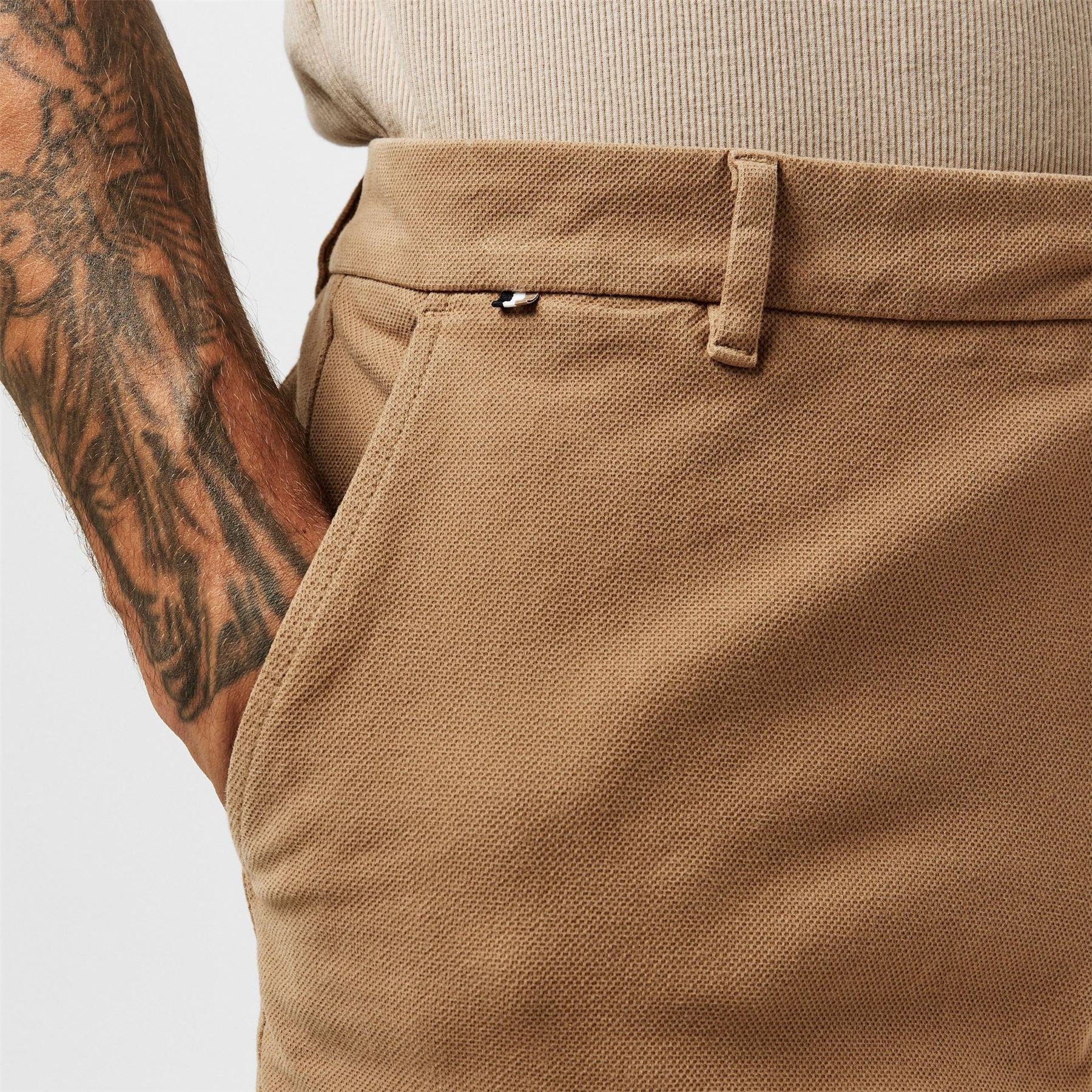 Boss Solid Patterned Slice Chino Shorts