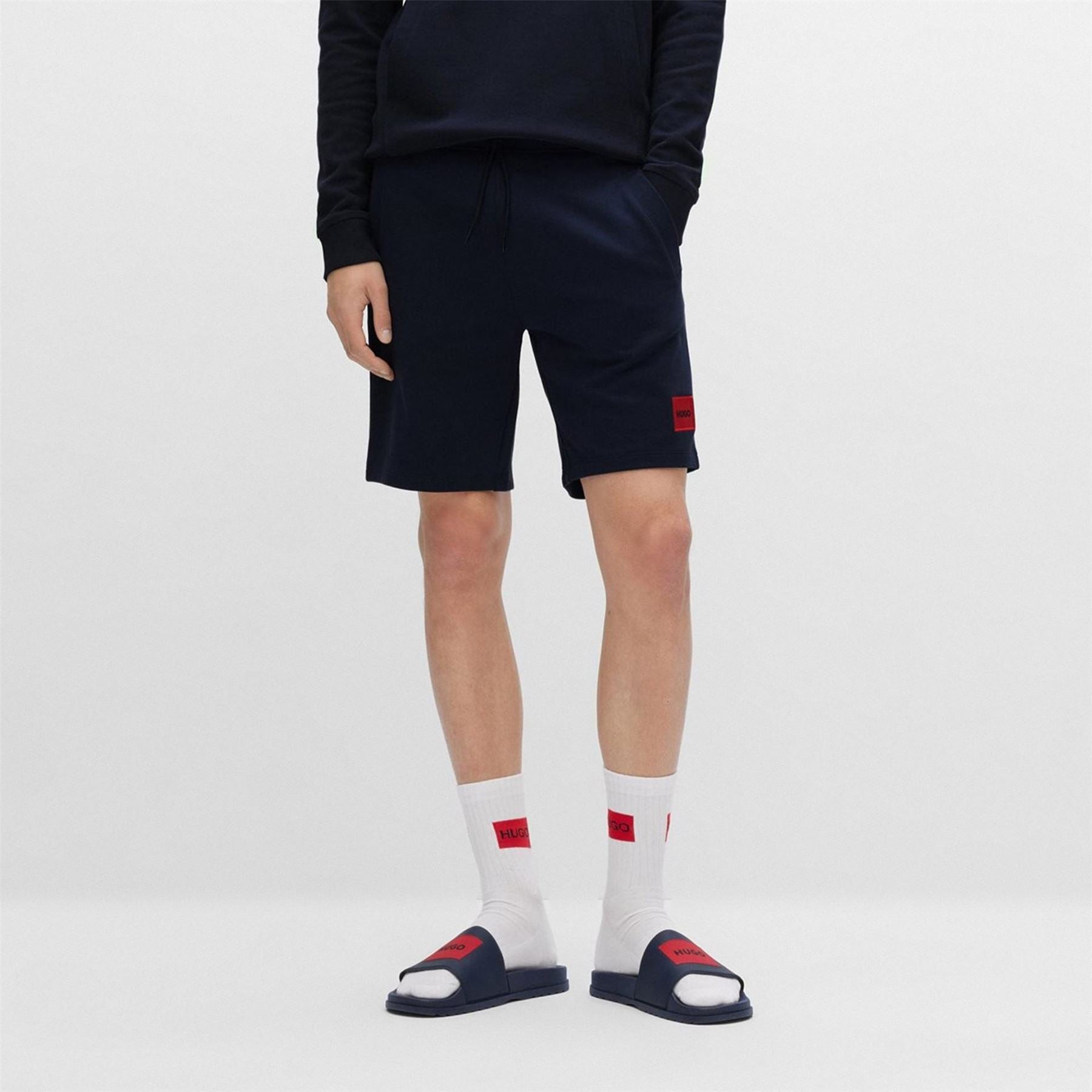 Hugo HUGO Jogger Fleece Shorts with Logo Detail   Soft Cotton Blend Jersey