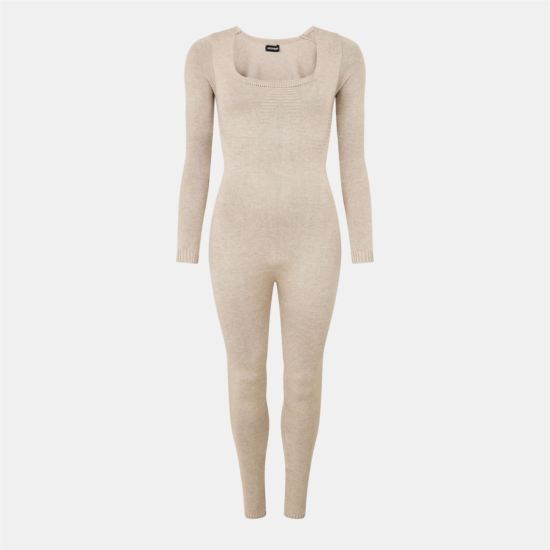 Missy Empire Womens Knitted Long Sleeve Jumpsuit