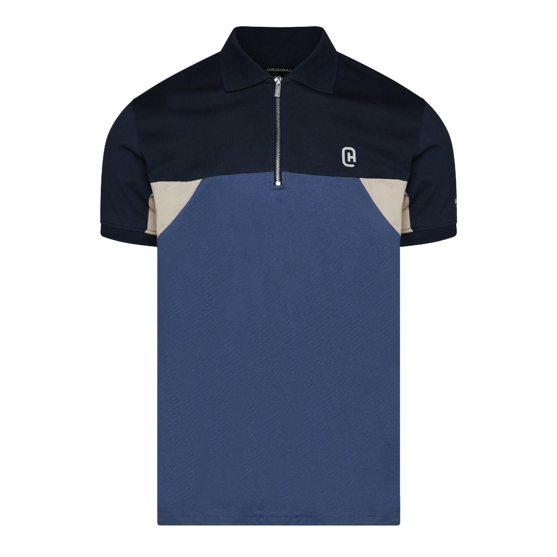 Crosshatch Castlebay Collared Zip Neck Short Sleeve Polo Shirt