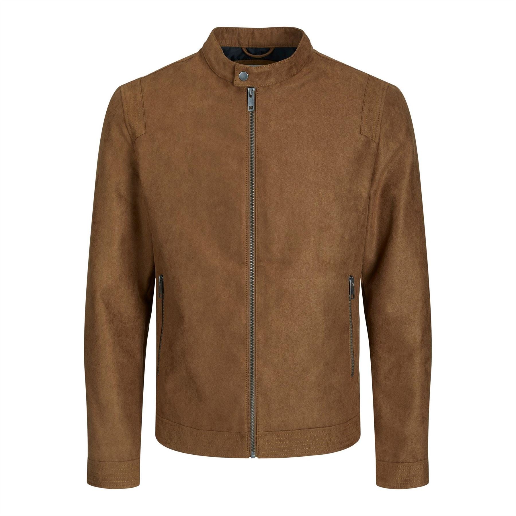 Jack and Jones Solid Patterned Zipped Pocket Jacket