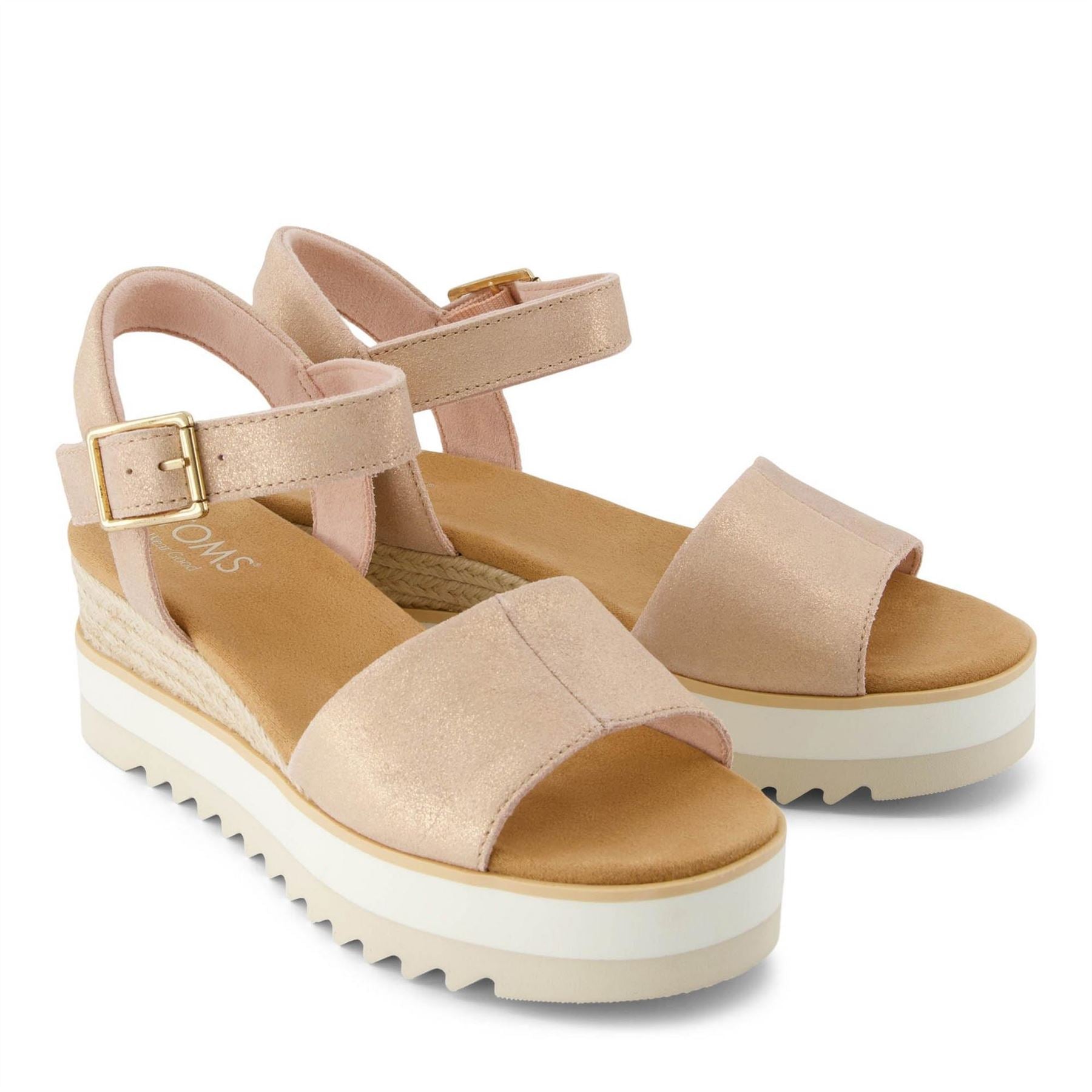 Toms Darya Low Heel Wedge Open Toe Slide Sandals