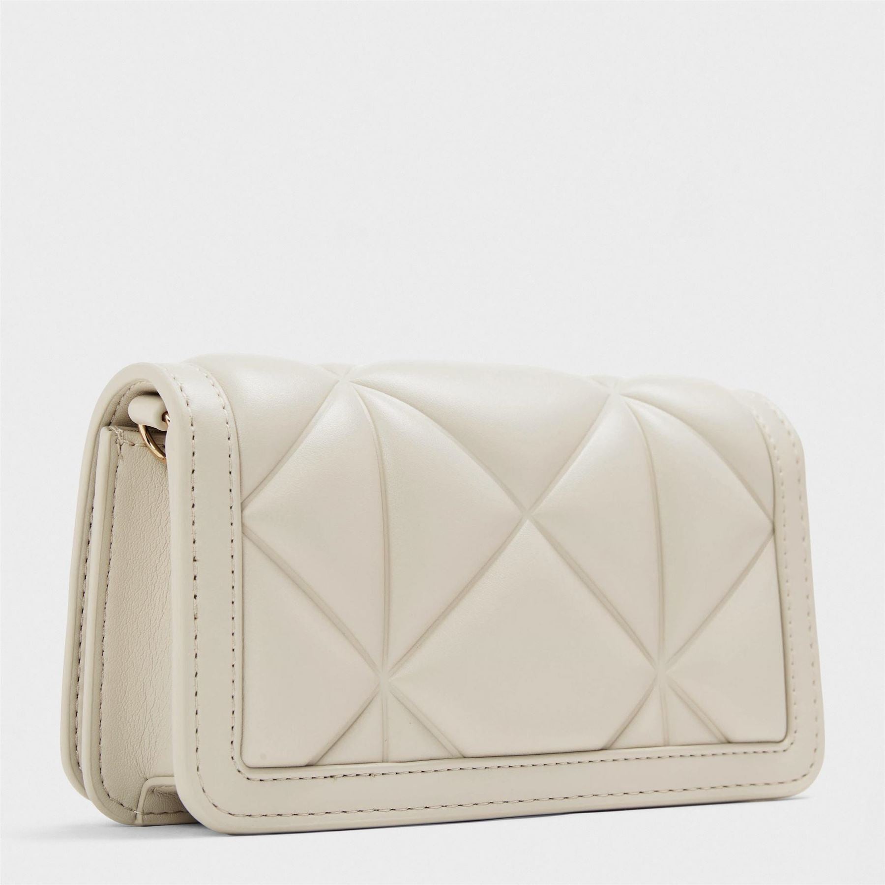 Love Moschino Geometric Patterned Quilt Wallet on Chain Clutch