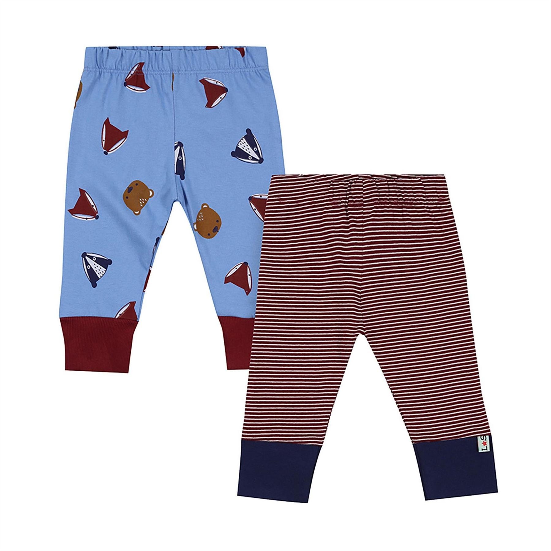 Lilly and Sid  And  Sid Multicoloured Sid And Stripe Print Leggings   2 Pack