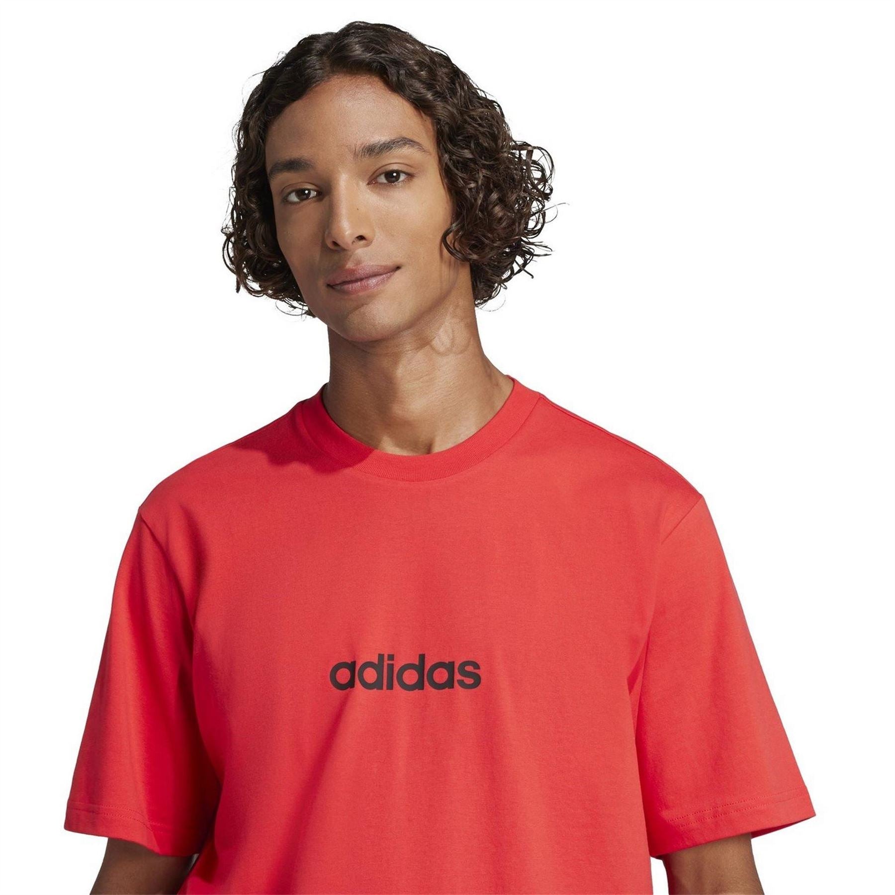 adidas Mens Essentials Single Jersey Linear Embroidered Logo T-Shirt