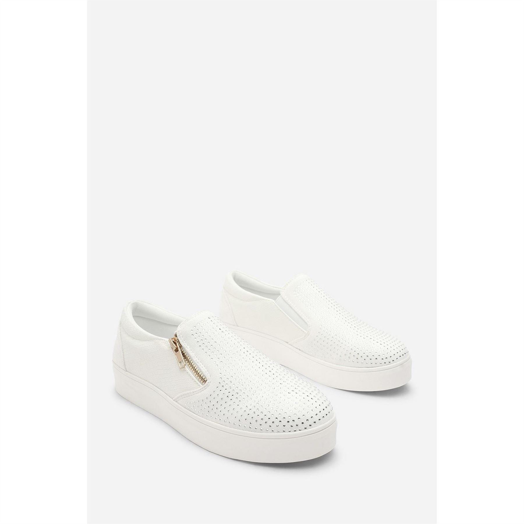Wheres That From Zip Detail Trainer With Diamante Toe