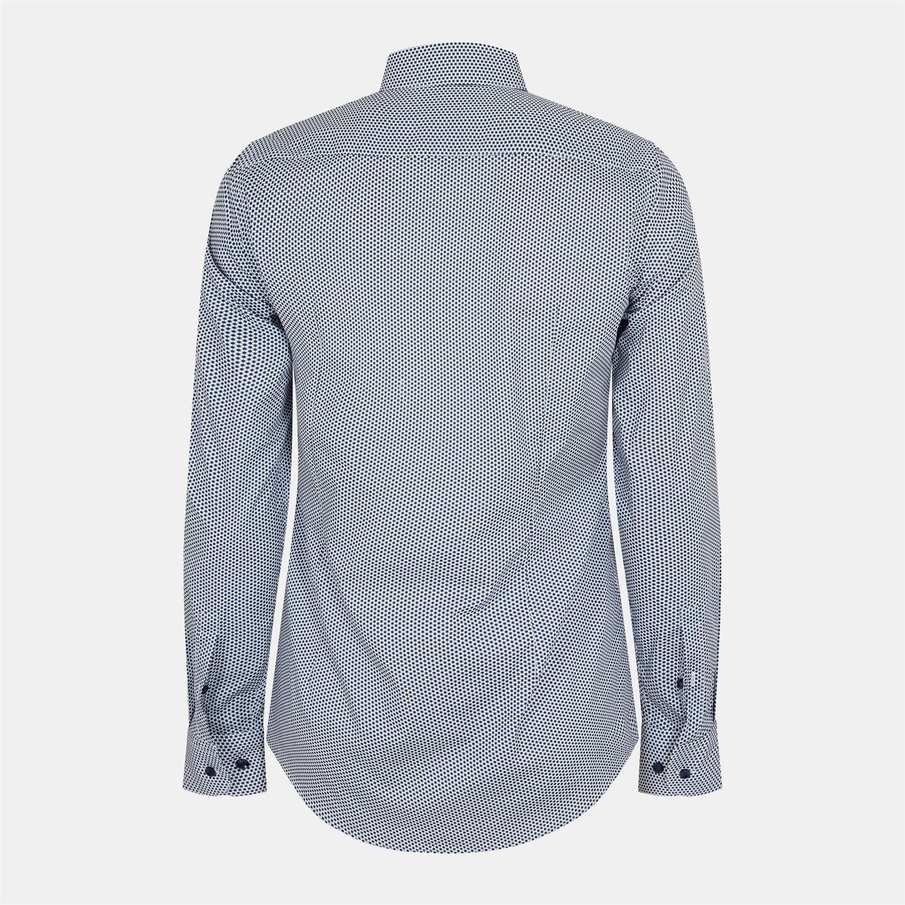 Boss Collared Neck Point Collar Long Sleeve Slim Fit Shirt