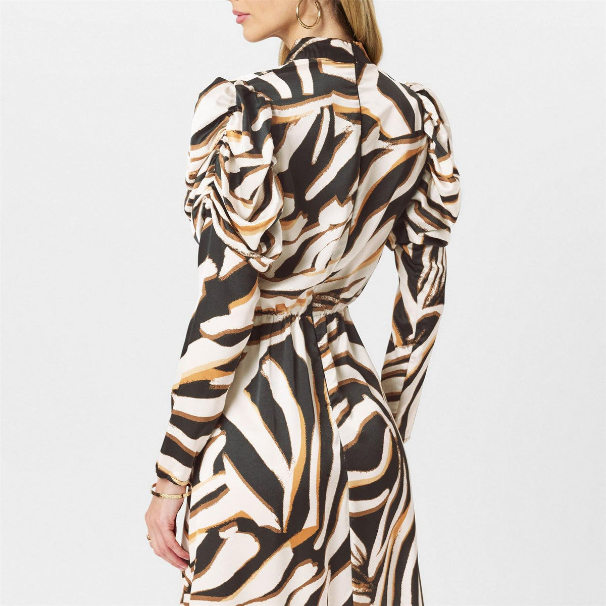 AX Paris Print High Neck Long Puff Sleeve Midi Dress