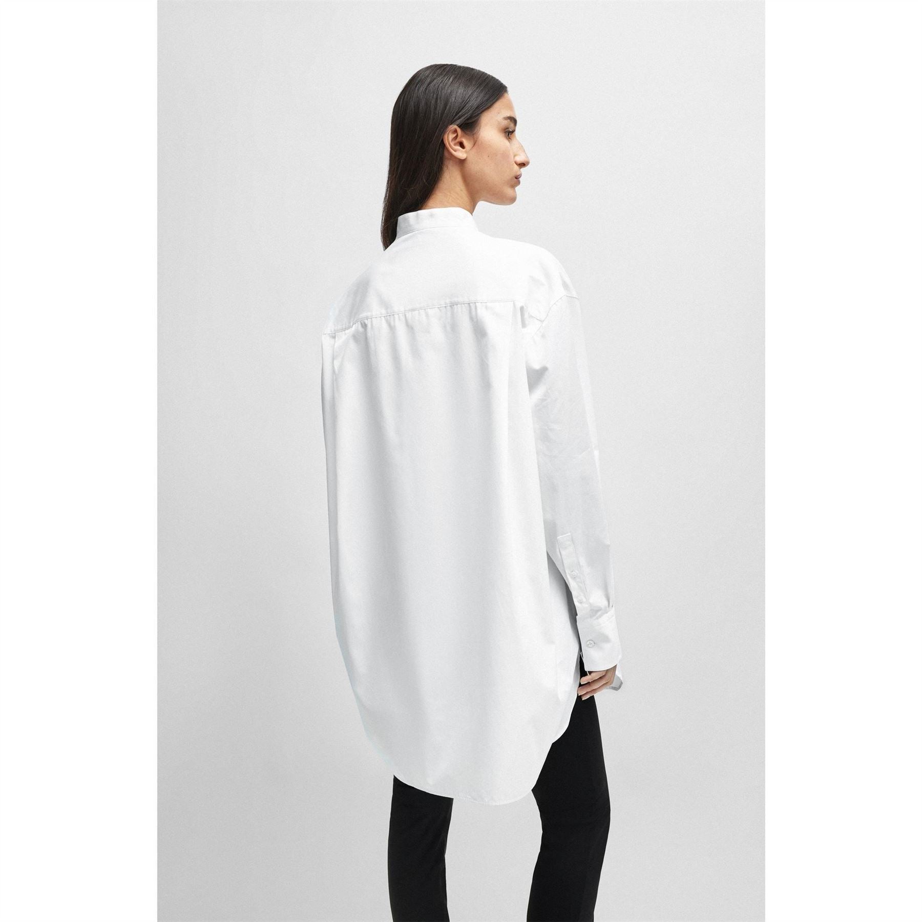 Boss High Neck Relaxed Fit Long Sleeve Blouse